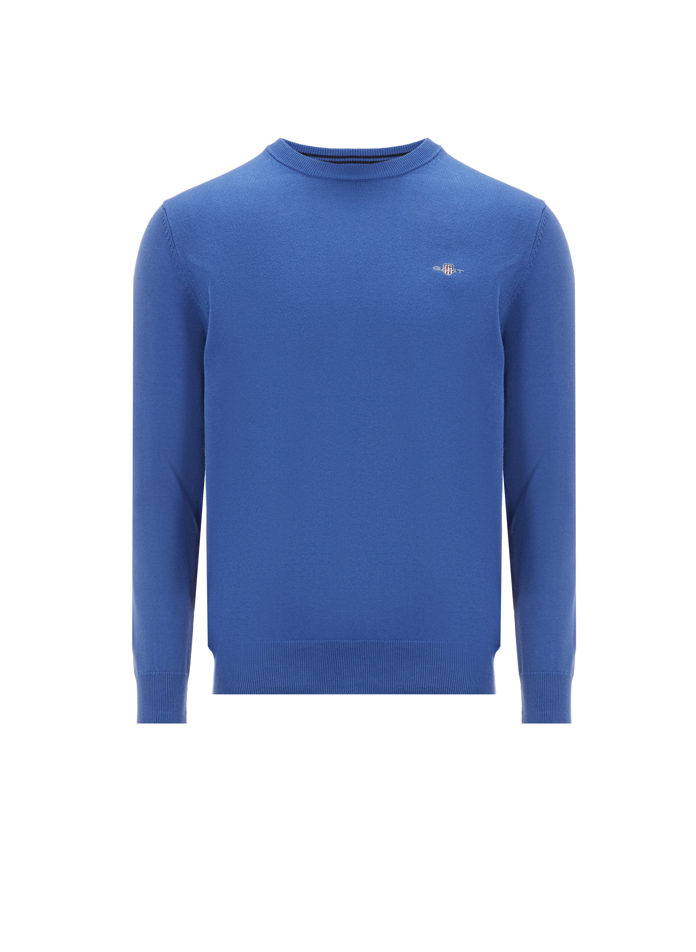 Pull col rond en coton Bleu