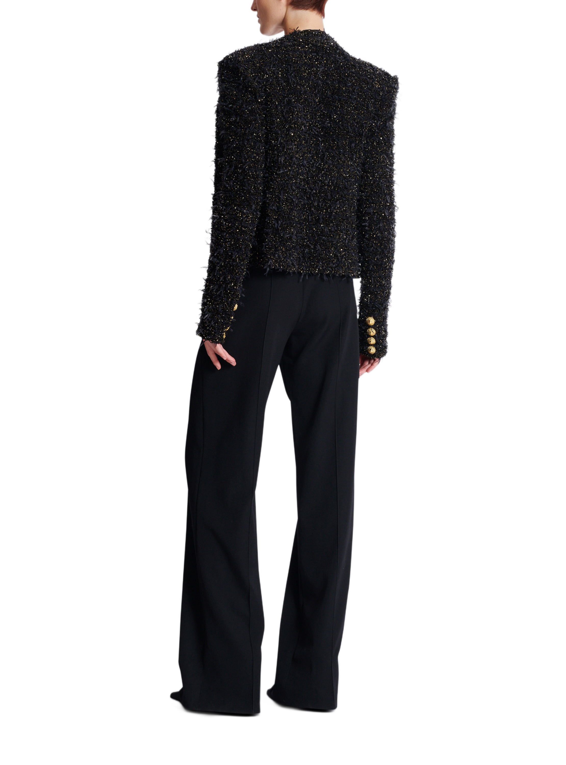 Veste bord à bord en tweed BALMAIN Noir