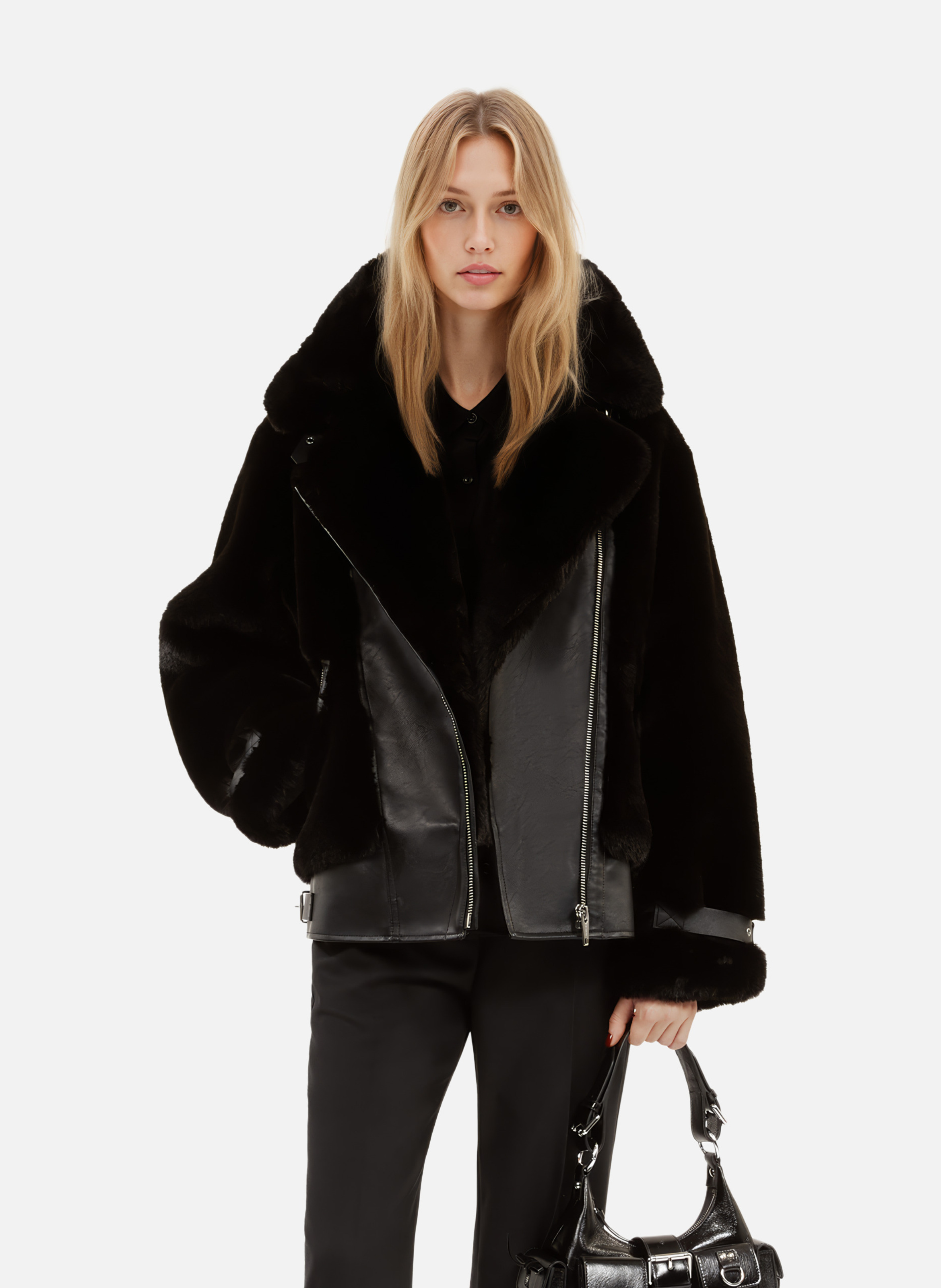 Blouson aviateur effet fourrure NoirTHE KOOPLES