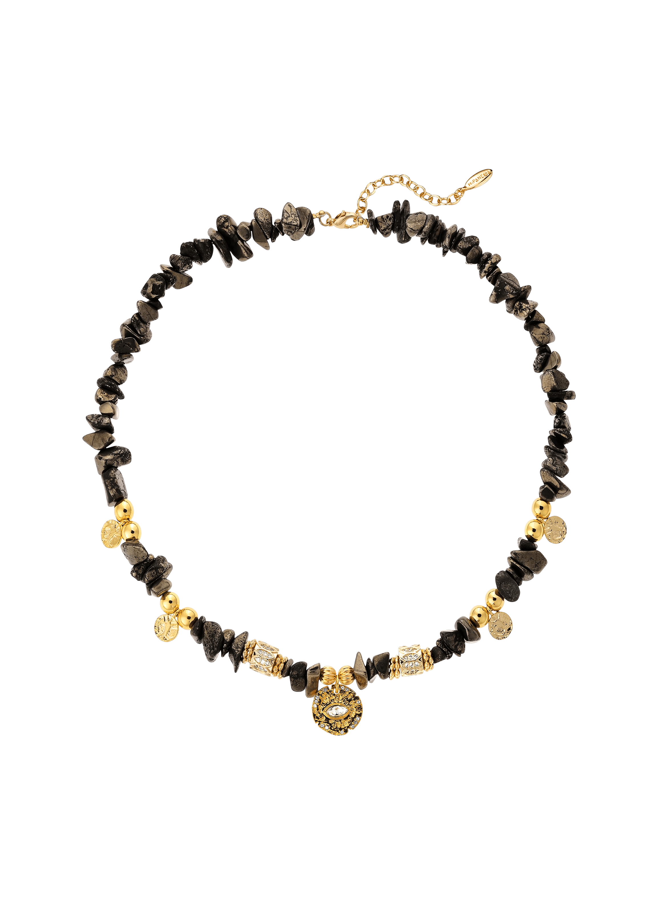 Collier avec pierres en résine et pampille etienne HIPANEMA Noir