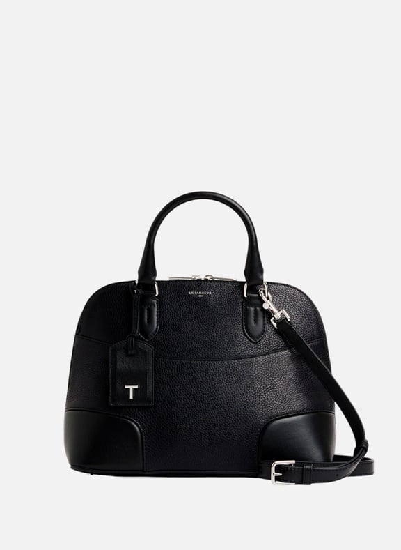 Sac à main moyen modèle romy en cuir grainé et lisse Noir by LE TANNEUR LE TANNEUR Sac à main moyen modèle romy en cuir grainé et lisse Noir