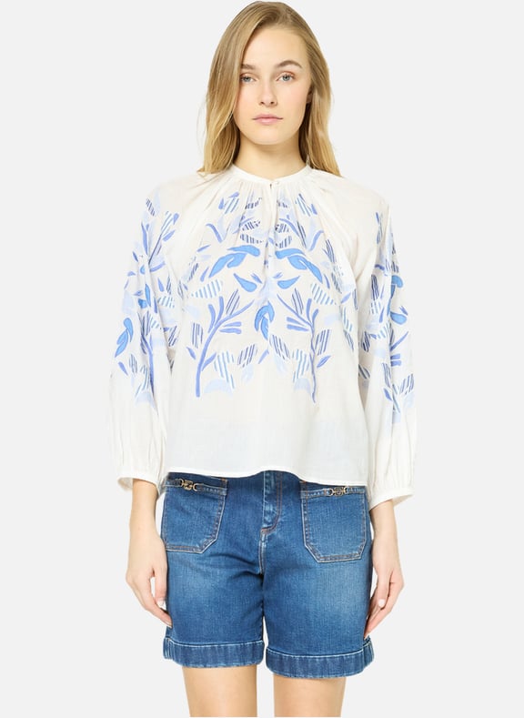 Blouse patchwork en voile de coton - utesa Blanc by GERARD DAREL GERARD DAREL Blouse patchwork en voile de coton - utesa Blanc