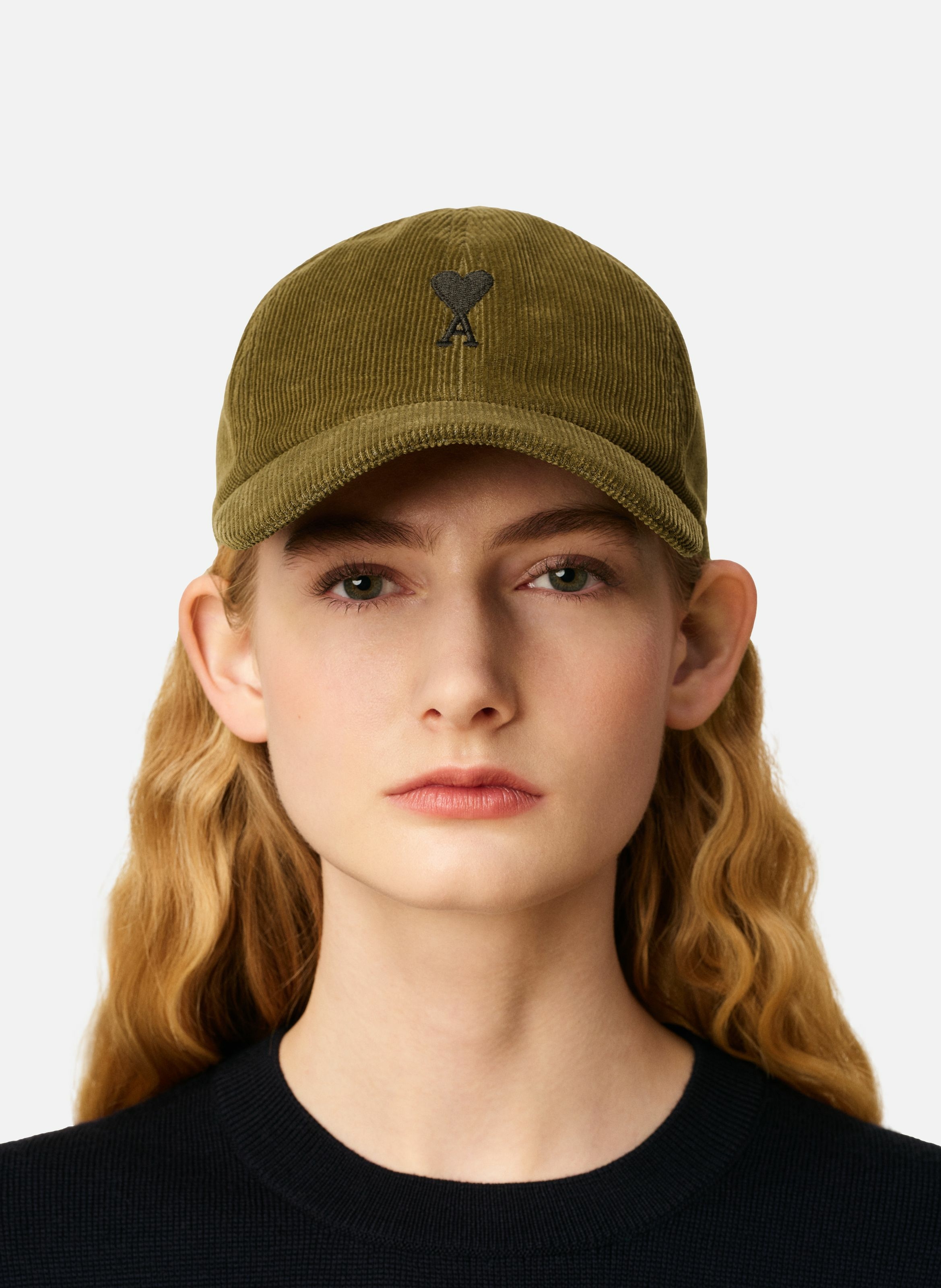 Casquette broderie ami de coeur velours en coton unisexe AMI PARIS Vert