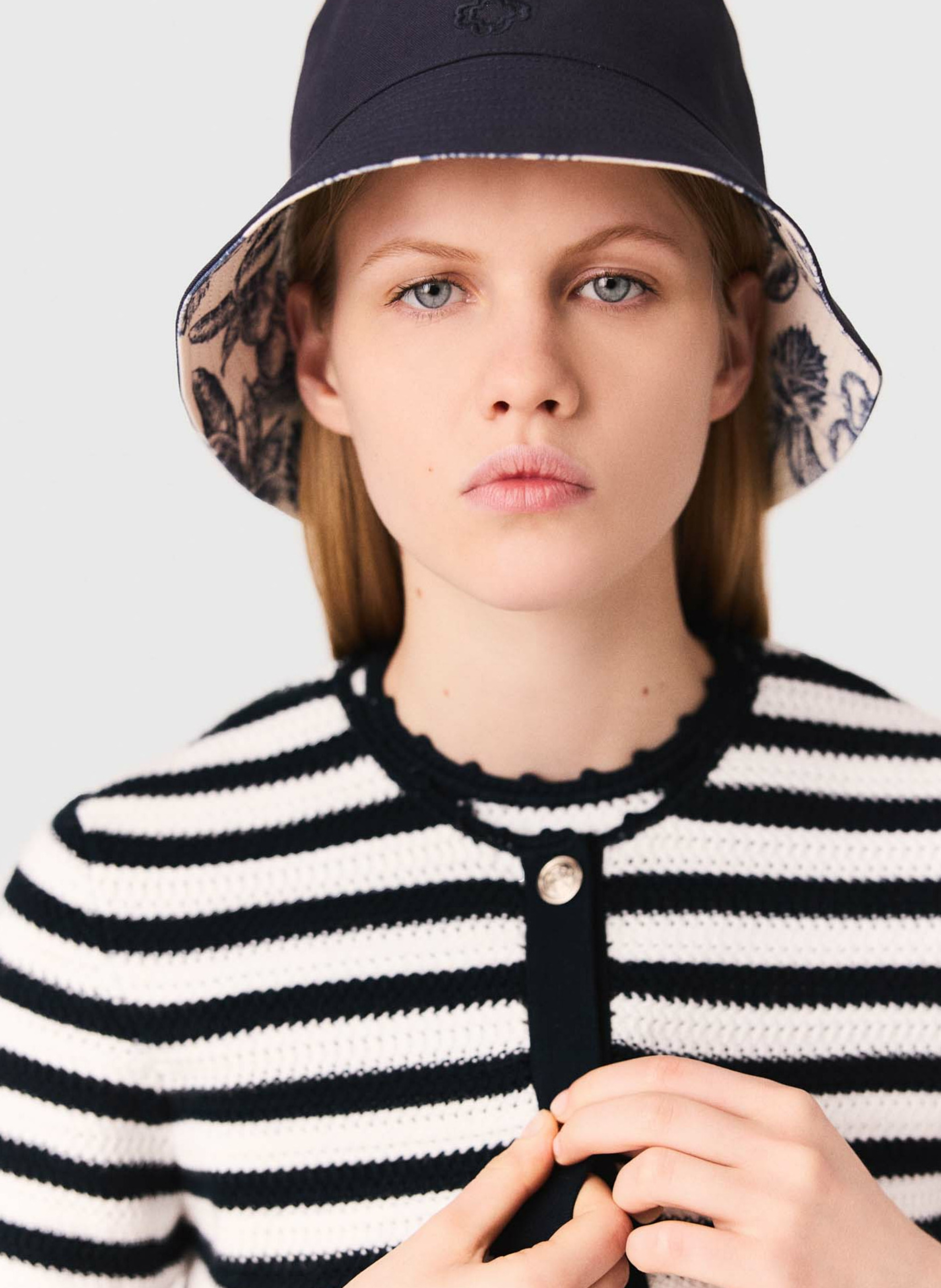 Cardigan boutonné à rayures MAJE Blanc