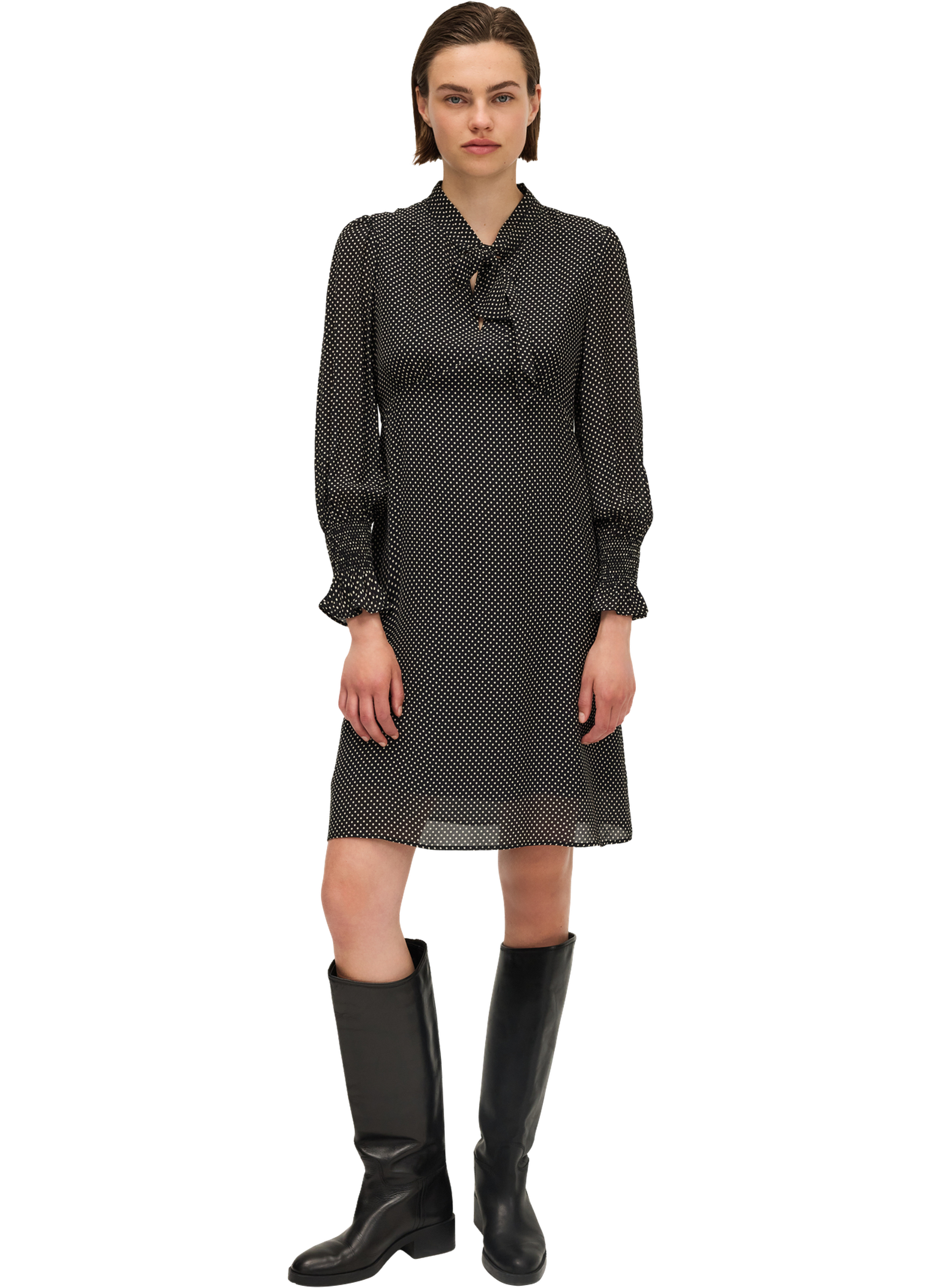 Robe courte et cintrée à pois - lyviane PABLO Noir