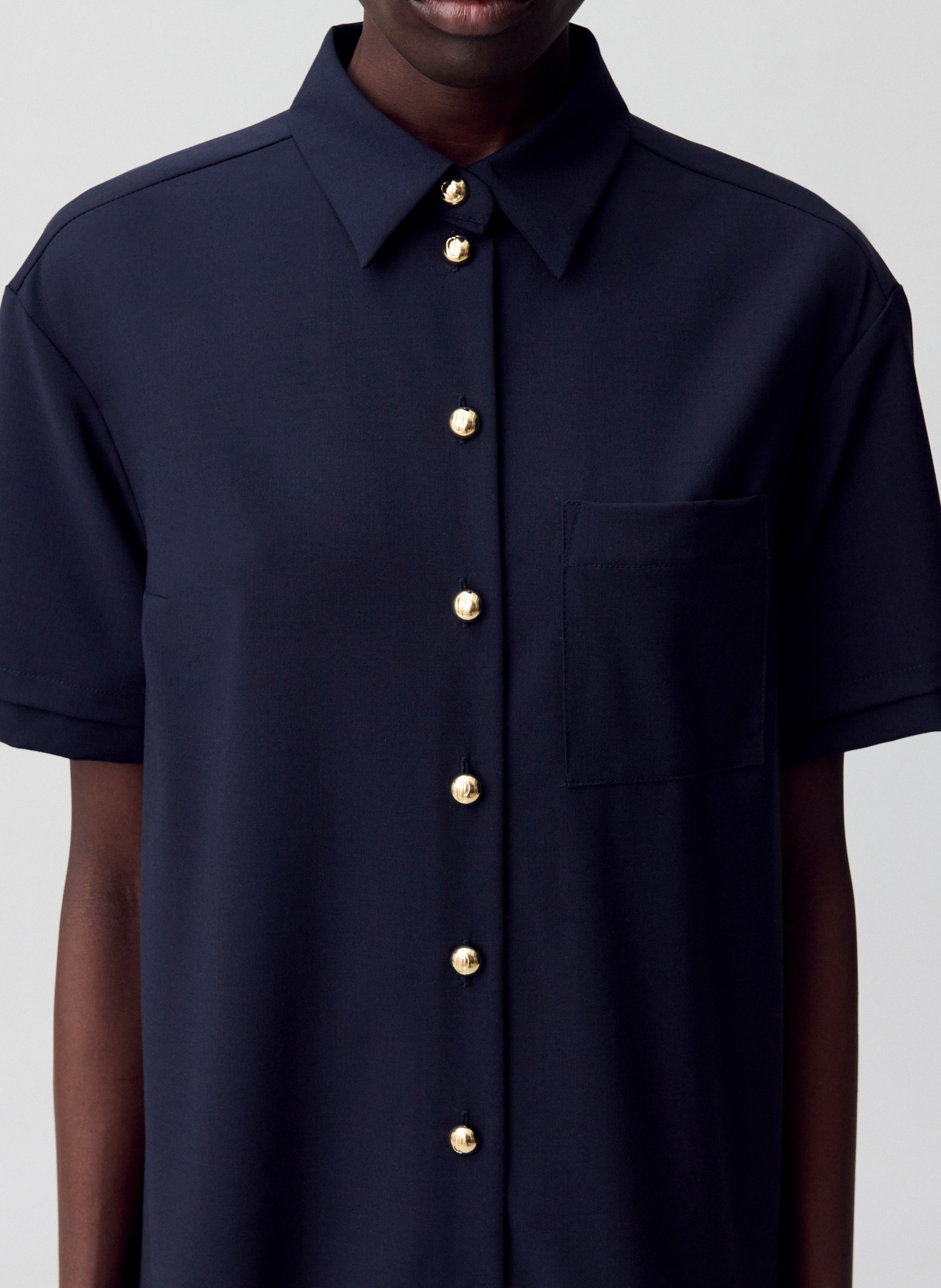 Robe courte col classique en laine mélangée rosaliabis CLAUDIE PIERLOT Bleu