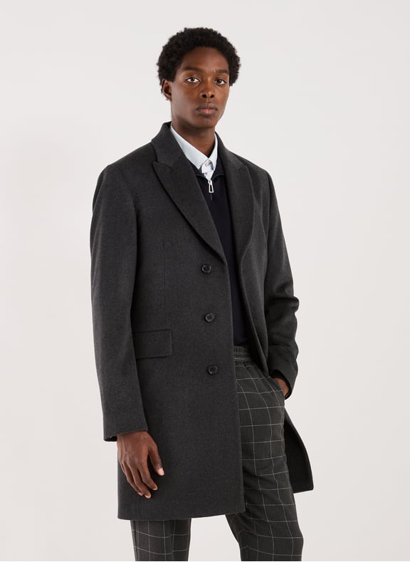 Long wool and cashmere blend solid coat Grey by PAUL SMITH PAUL SMITH Long wool and cashmere blend solid coat Grey