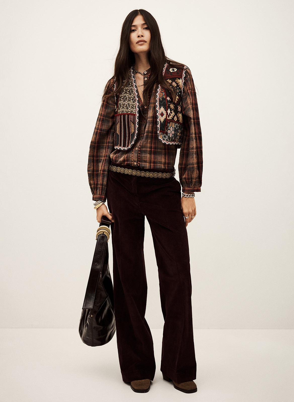 Pantalon large en velours côtelé vily BA&SH Violet