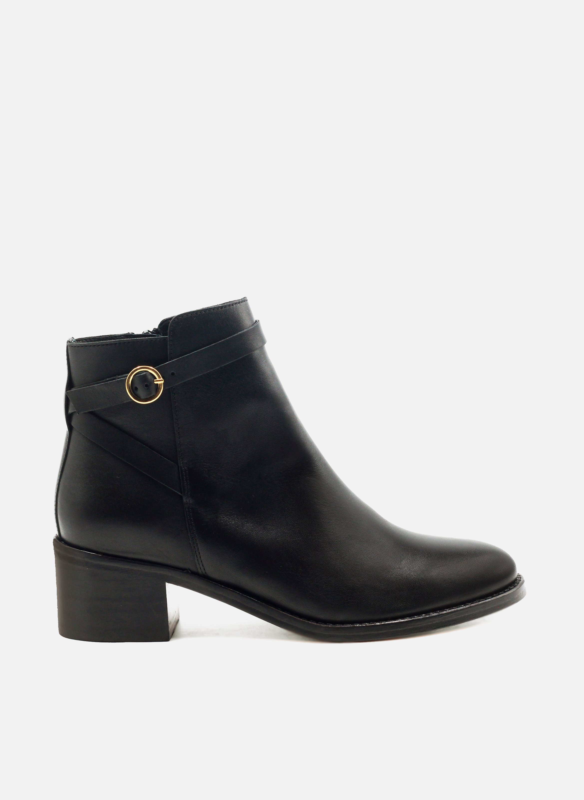 Bottines cavalières cuir lisse JULES & JENN Noir