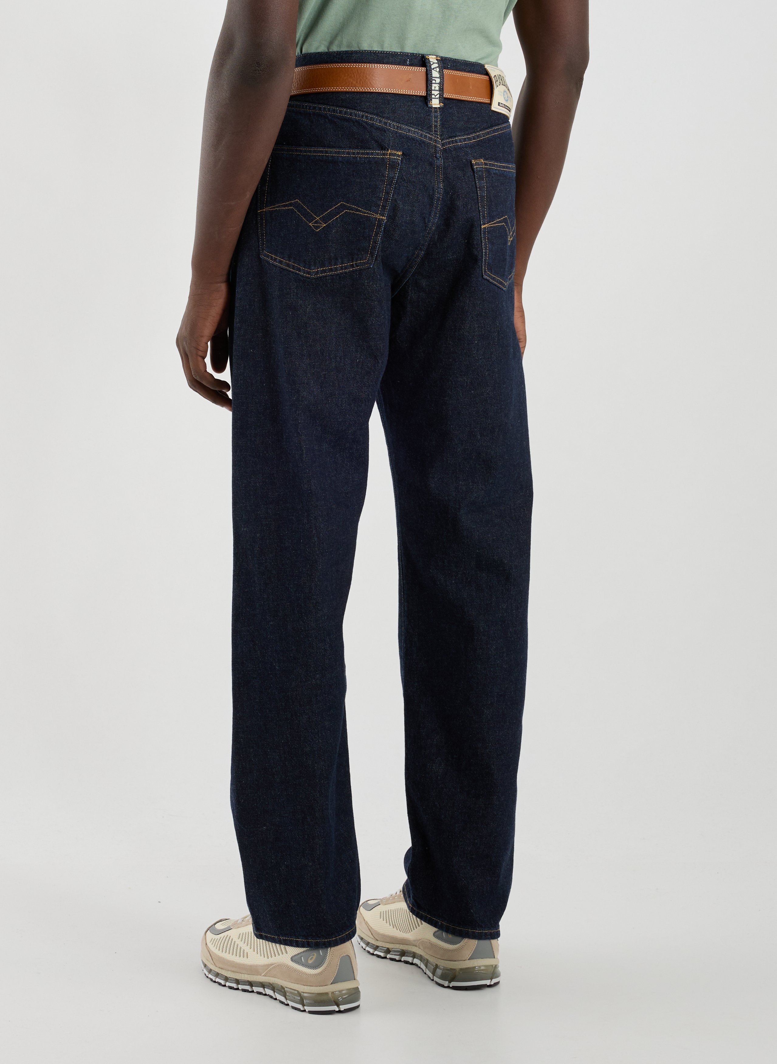 Jeans droit en coton REPLAY Bleu