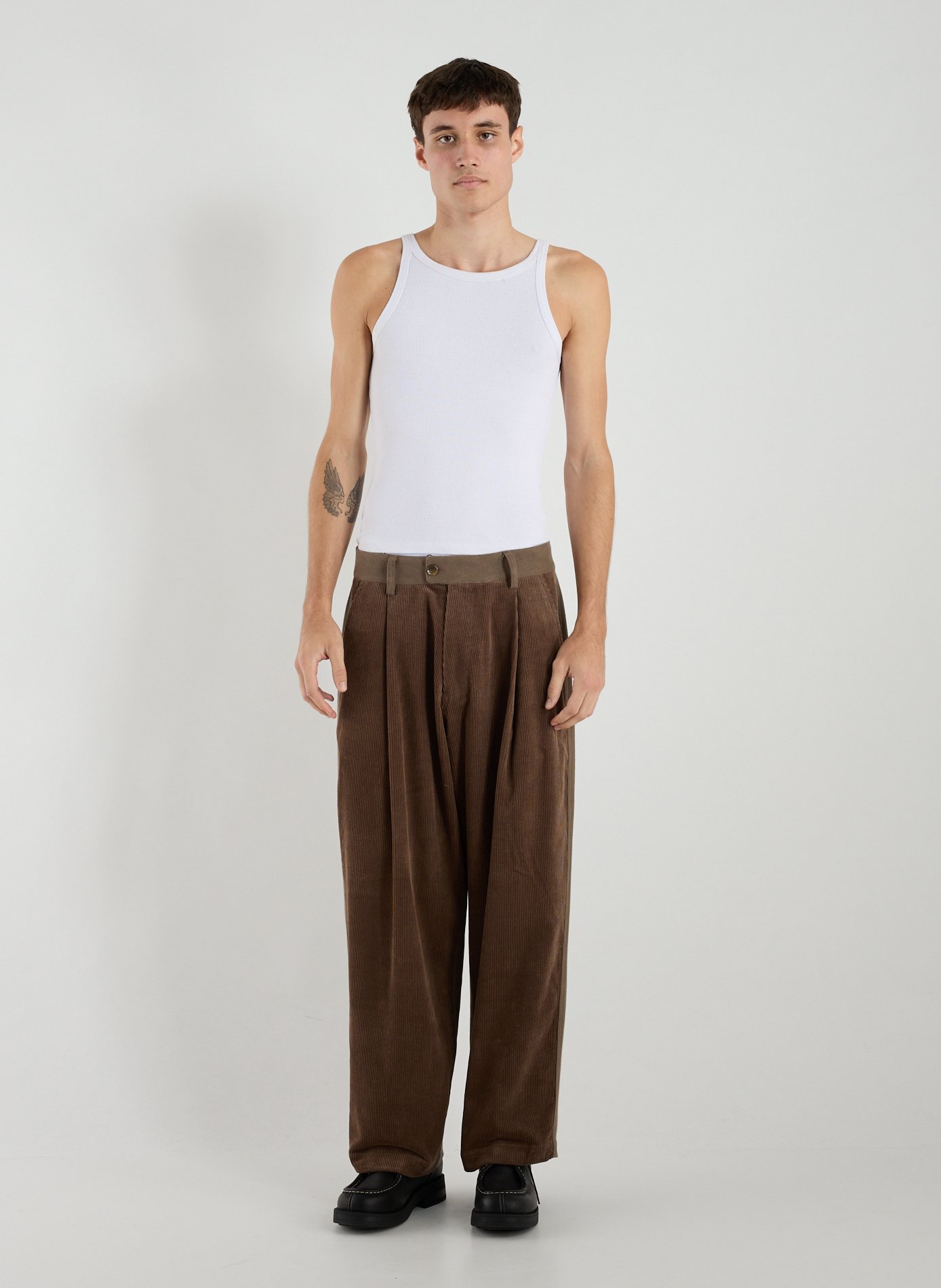 Bi-material carrot pants in cotton MERELY MADE Brown