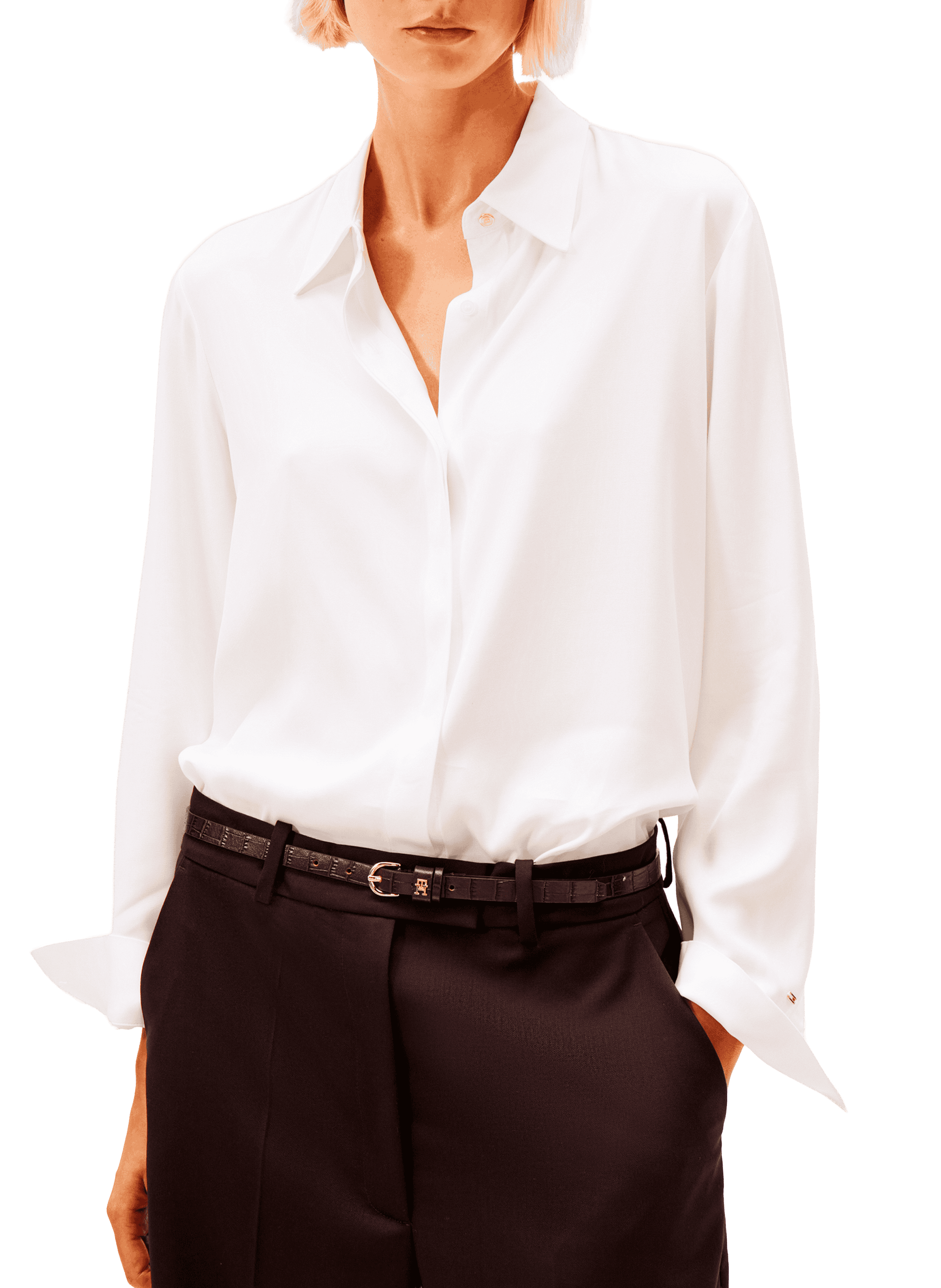 TOMMY HILFIGER Standard fit shirt with hidden placket Beige