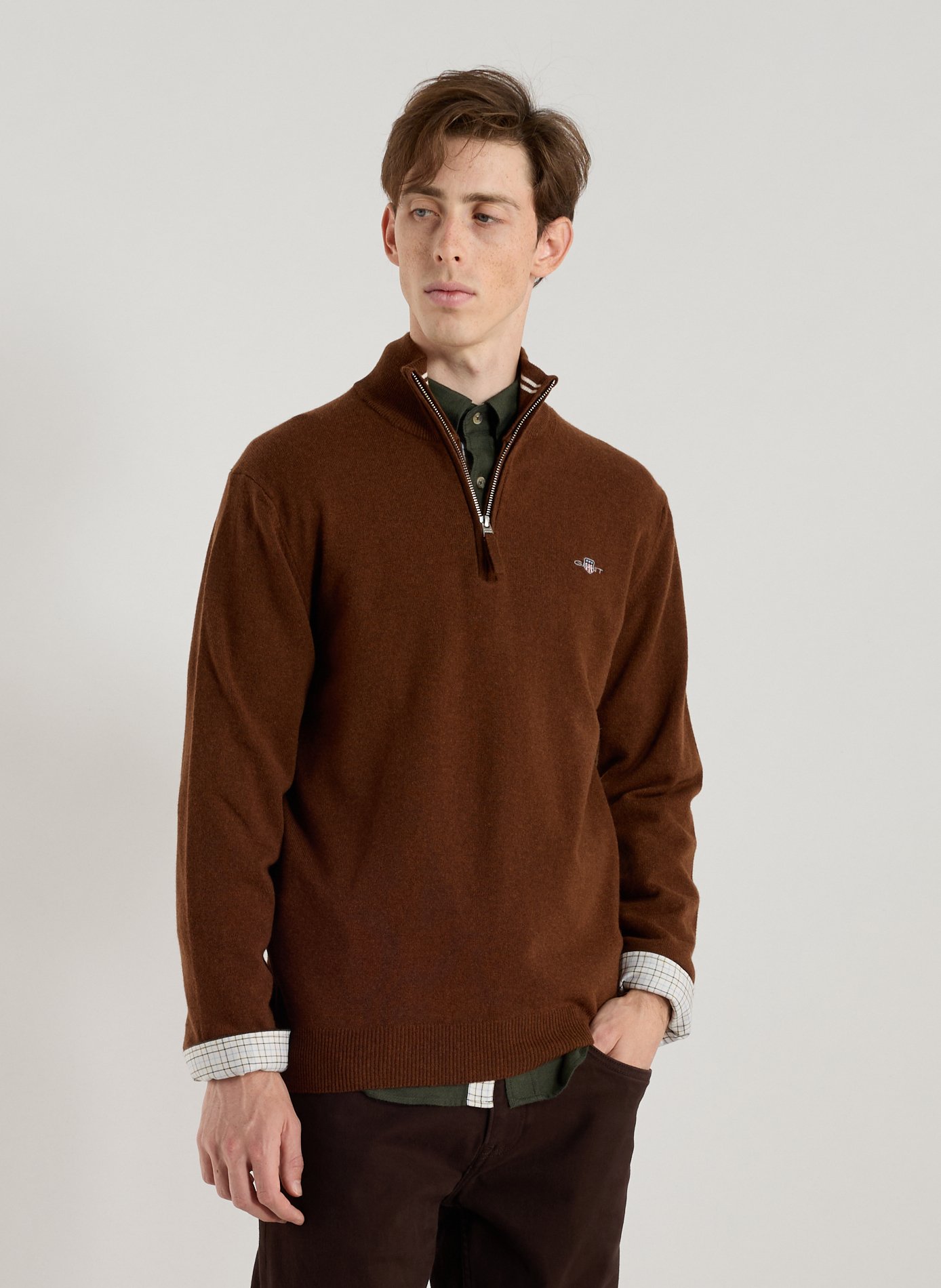 GANT Pull col montant en laine Marron