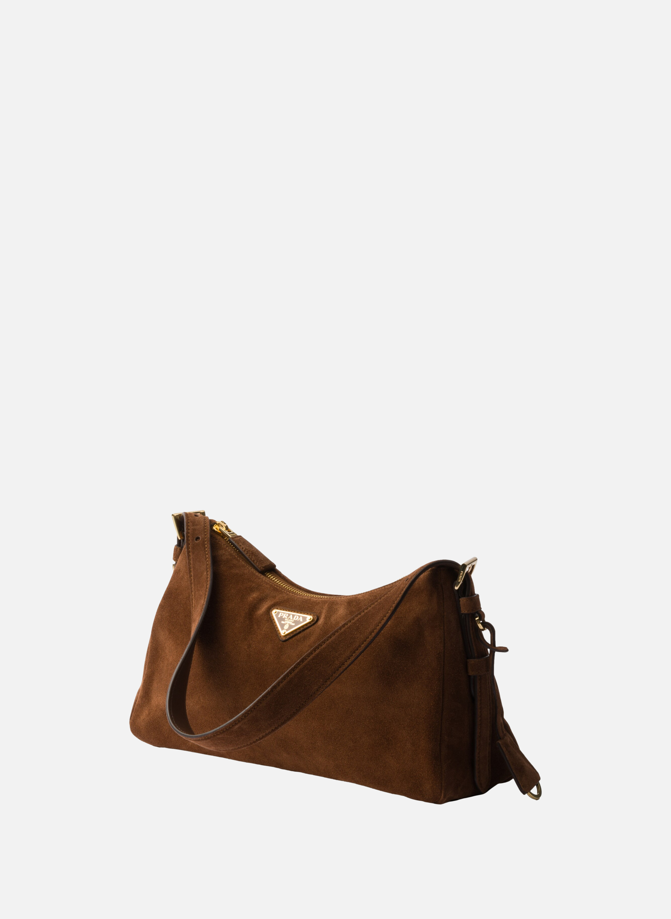 Sac à bandoulière prada aimée en veau velours PRADA Marron