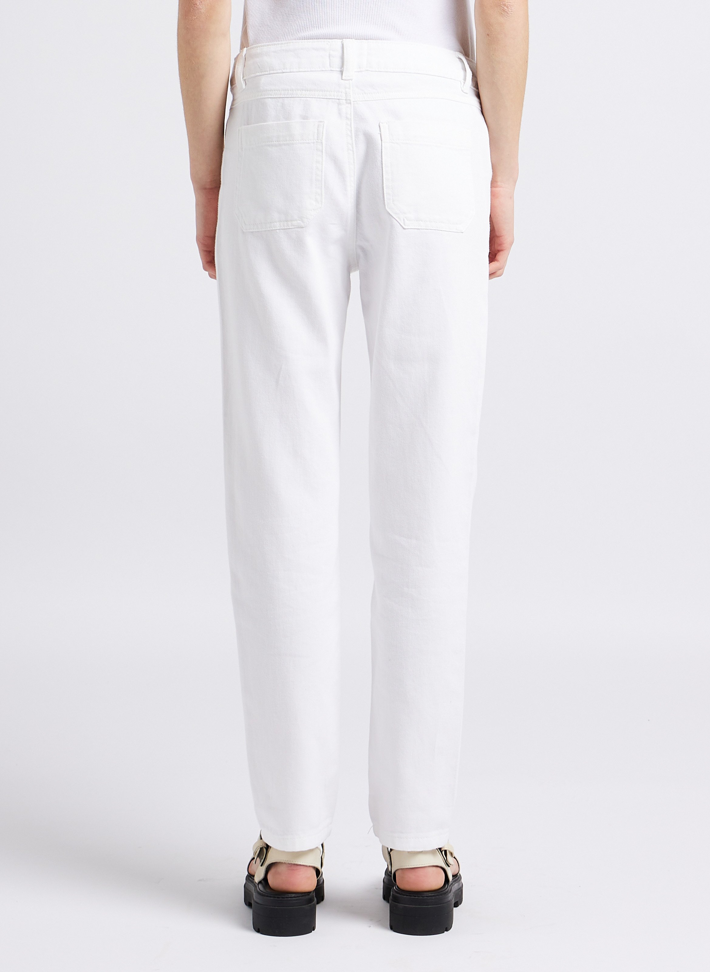 Pantalon slim taille haute en coton nalla MAISON 123 Blanc