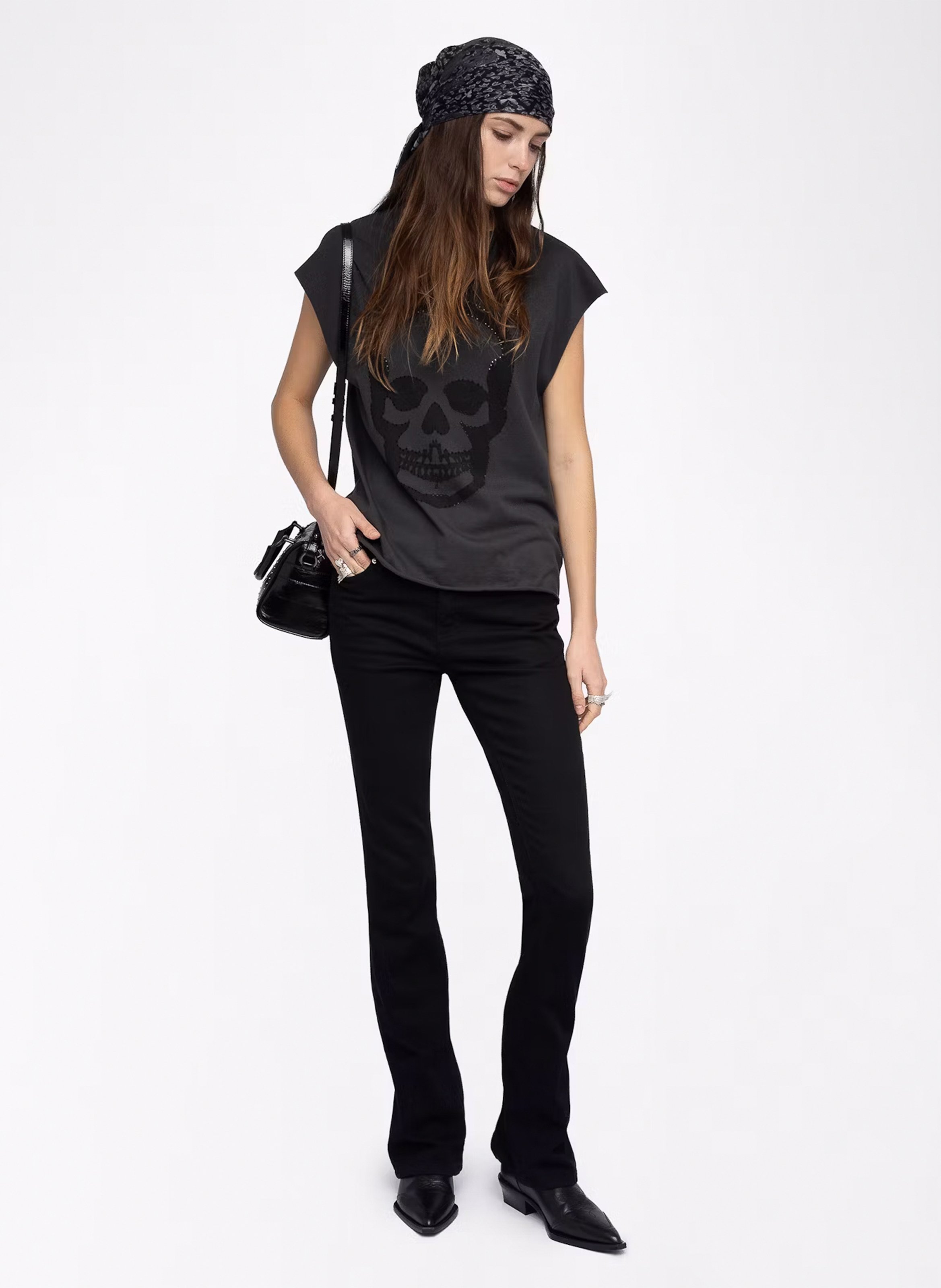 Tee-shirt droit col rond en coton cloe Gris