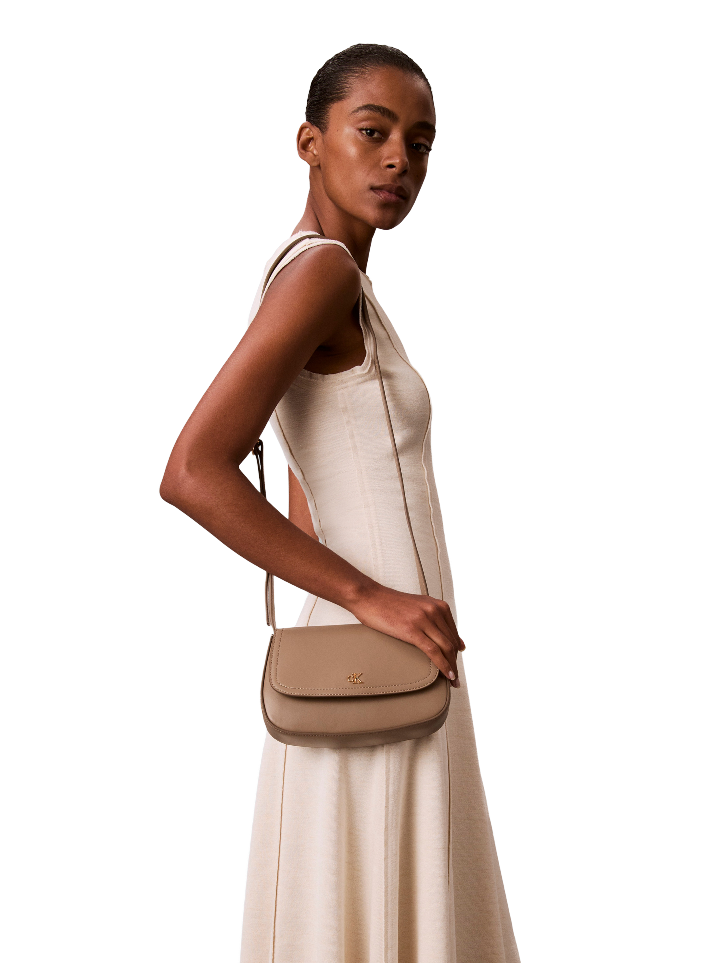 Sac bandoulière à rabat CALVIN KLEIN Beige