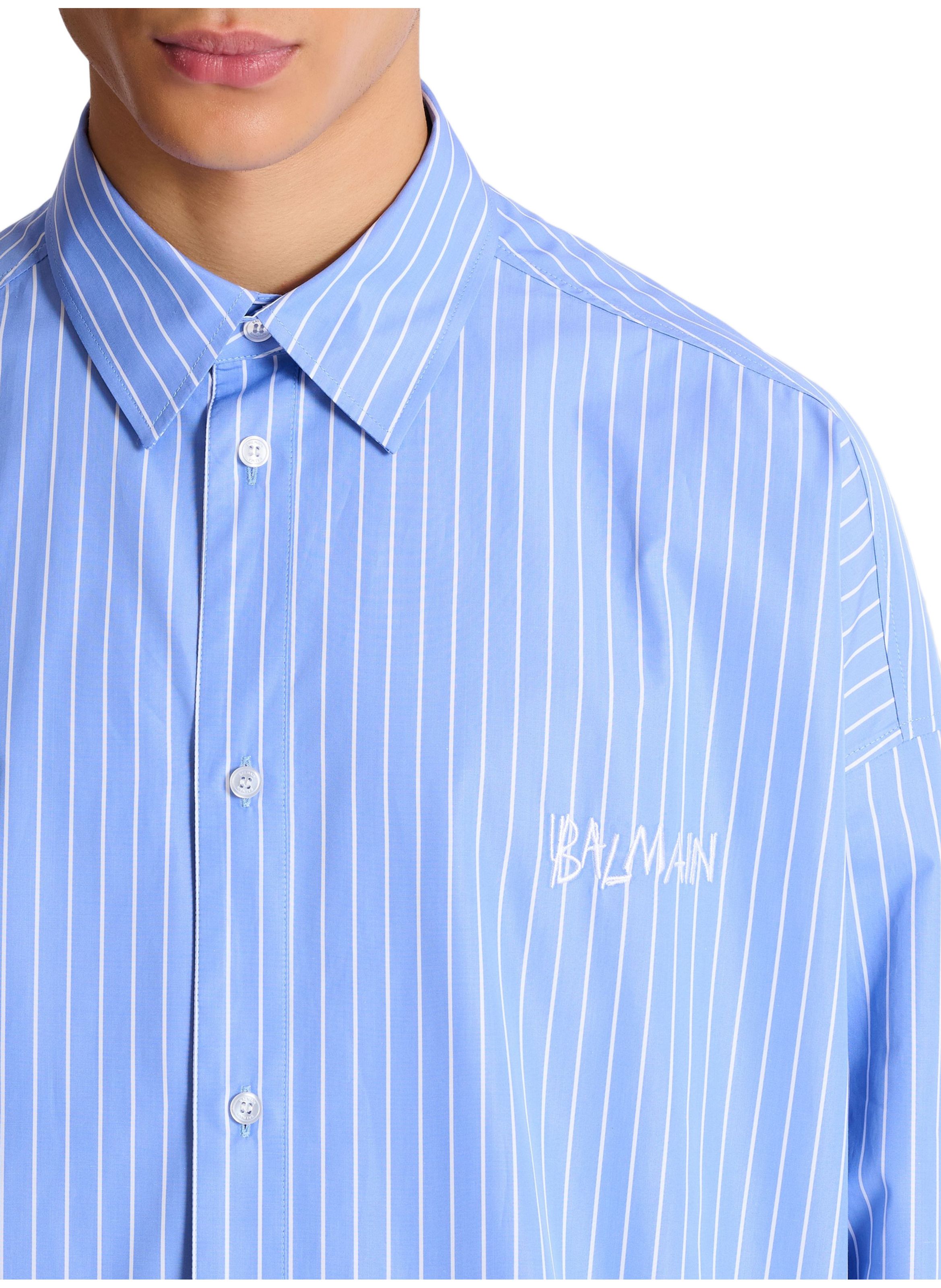 Chemise décontractée à rayures BALMAIN Bleu