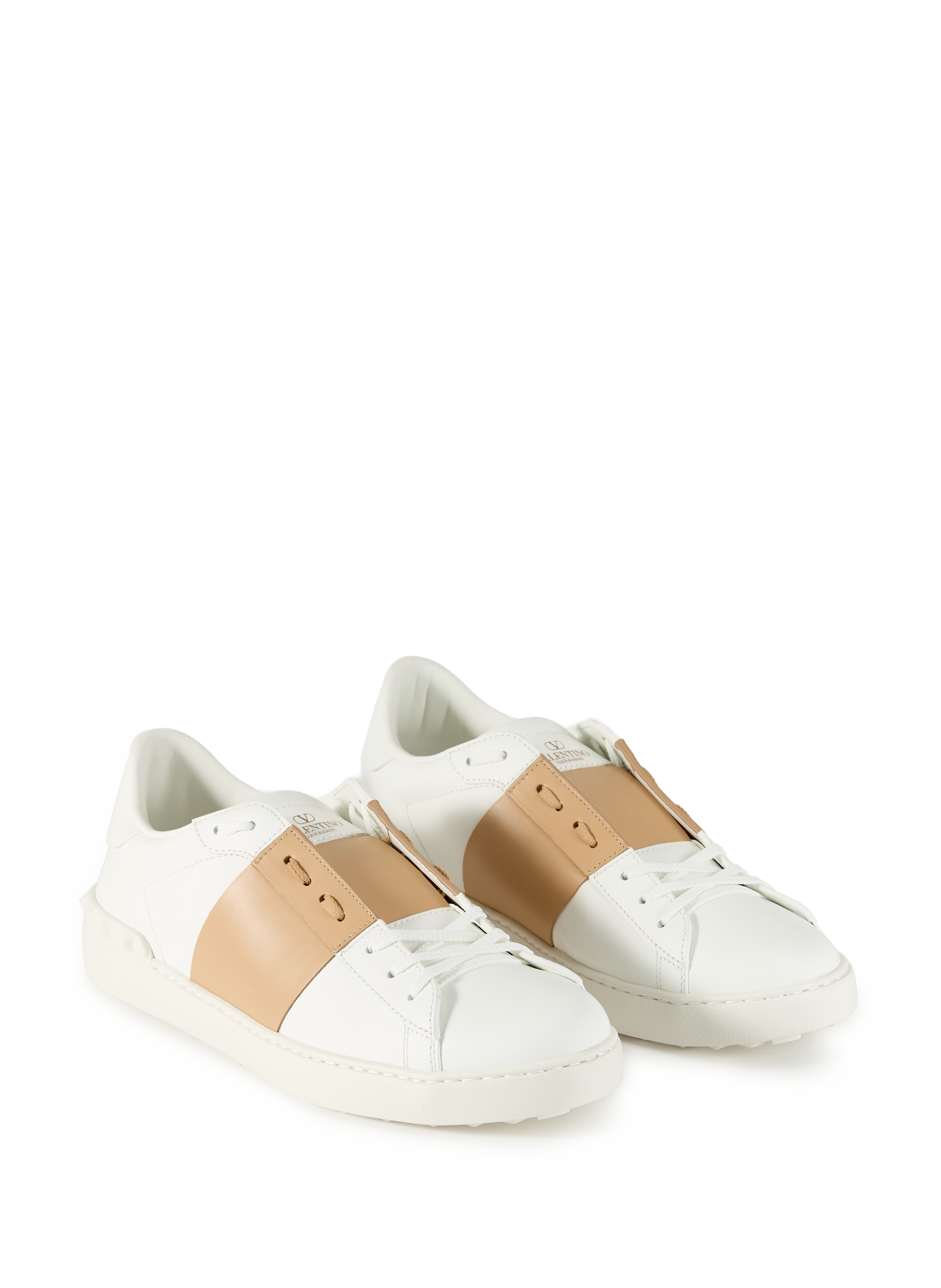 Baskets crantées en cuir VALENTINO Blanc