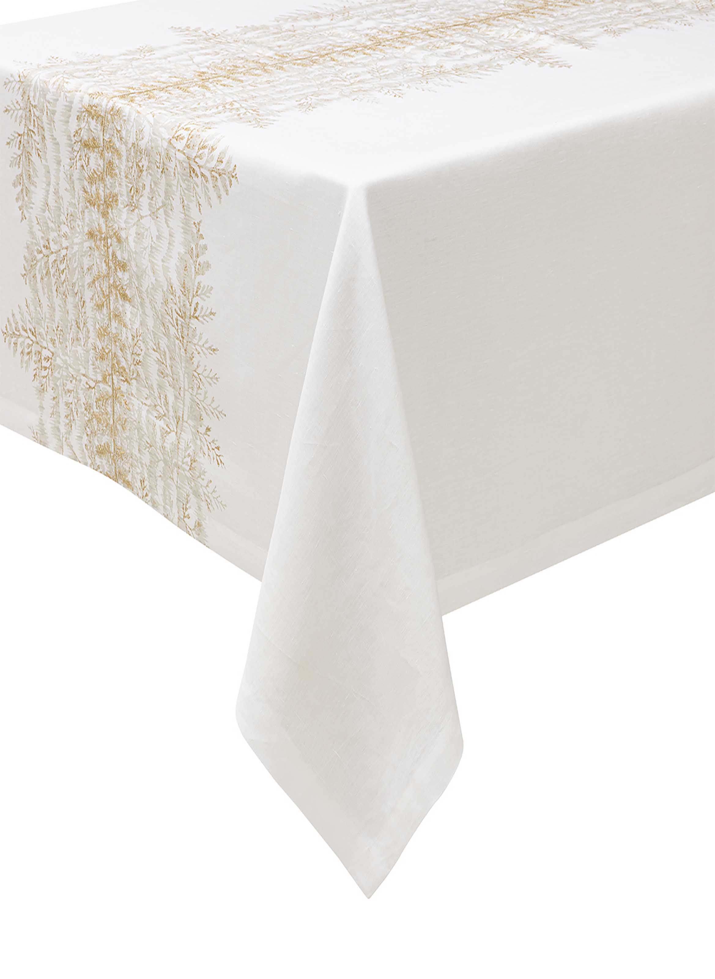 Nappe imprimée en lin, fossile ALEXANDRE TURPAULT Blanc