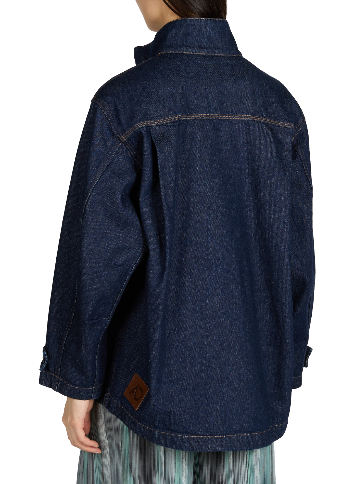 Denim jacket with high collar in cotton ADOLFO DOMINGUEZ Blue