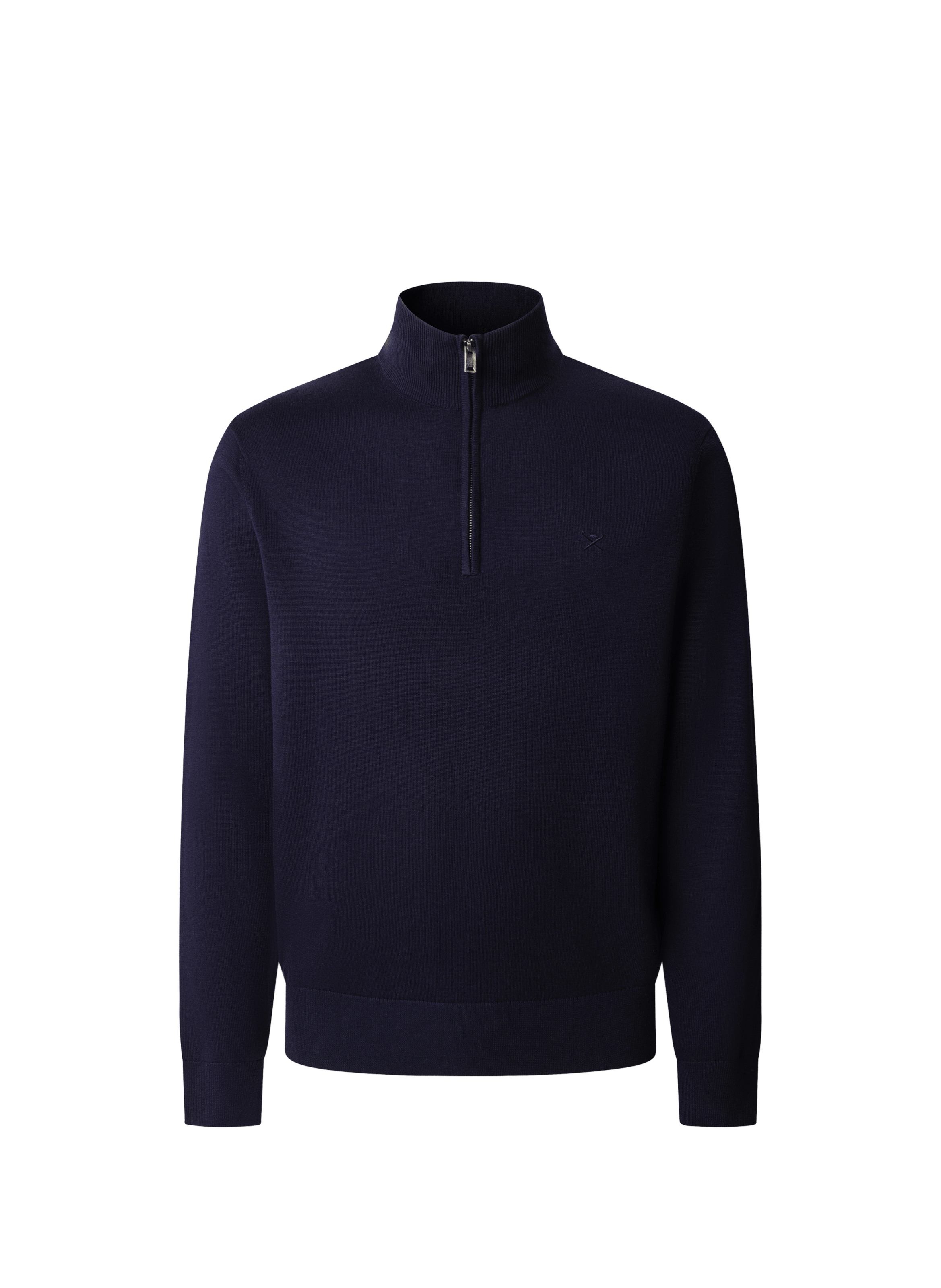Cotton and silk zip-neck jumper HACKETT Blue
