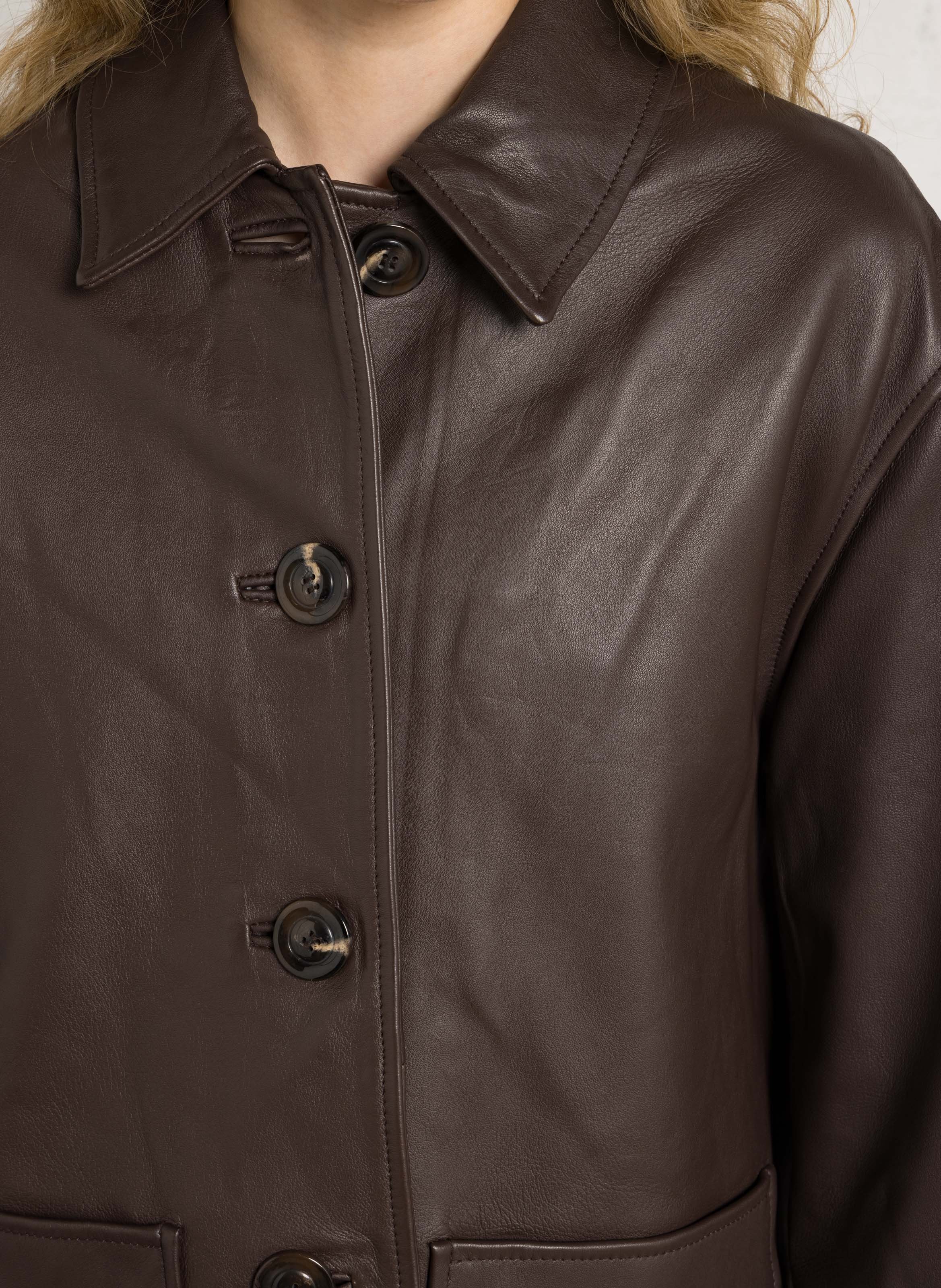 Veste col classique en cuir vincenzo SOEUR Marron