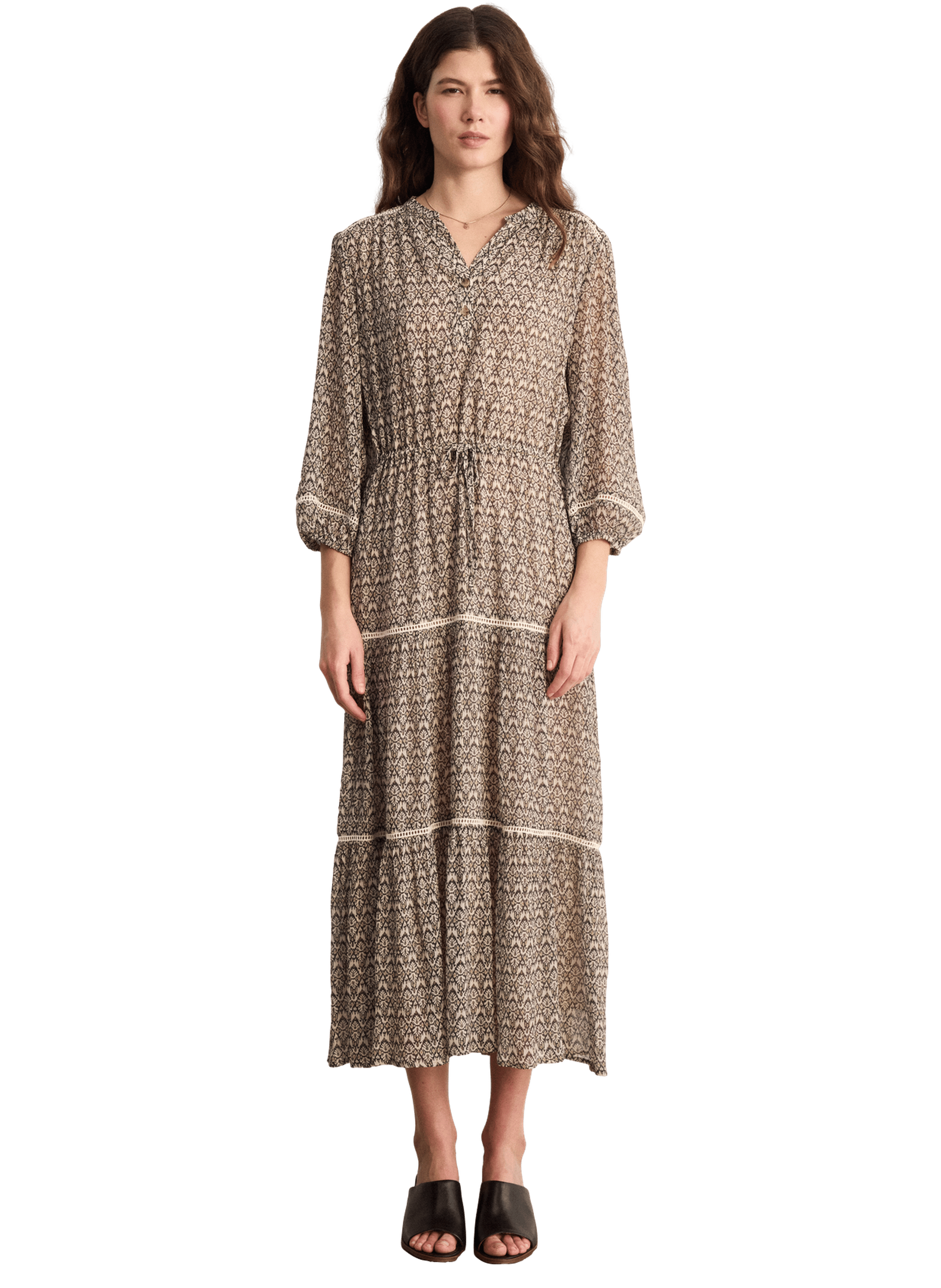 Robe longue imprimé à lurex - appoline PABLO Beige