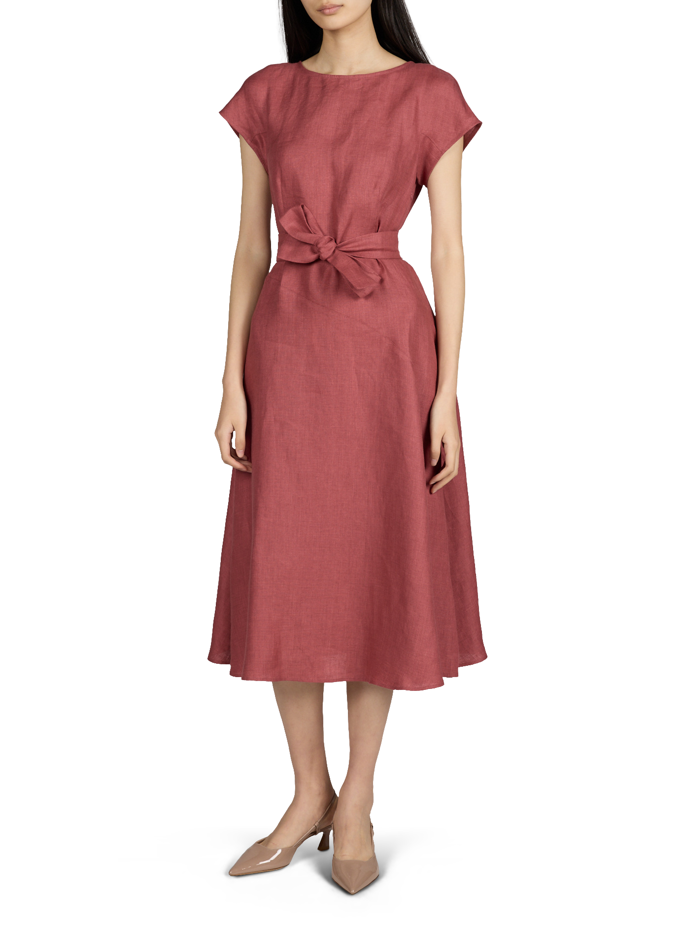 Robe évasée en lin MAX MARA WEEK END Rouge