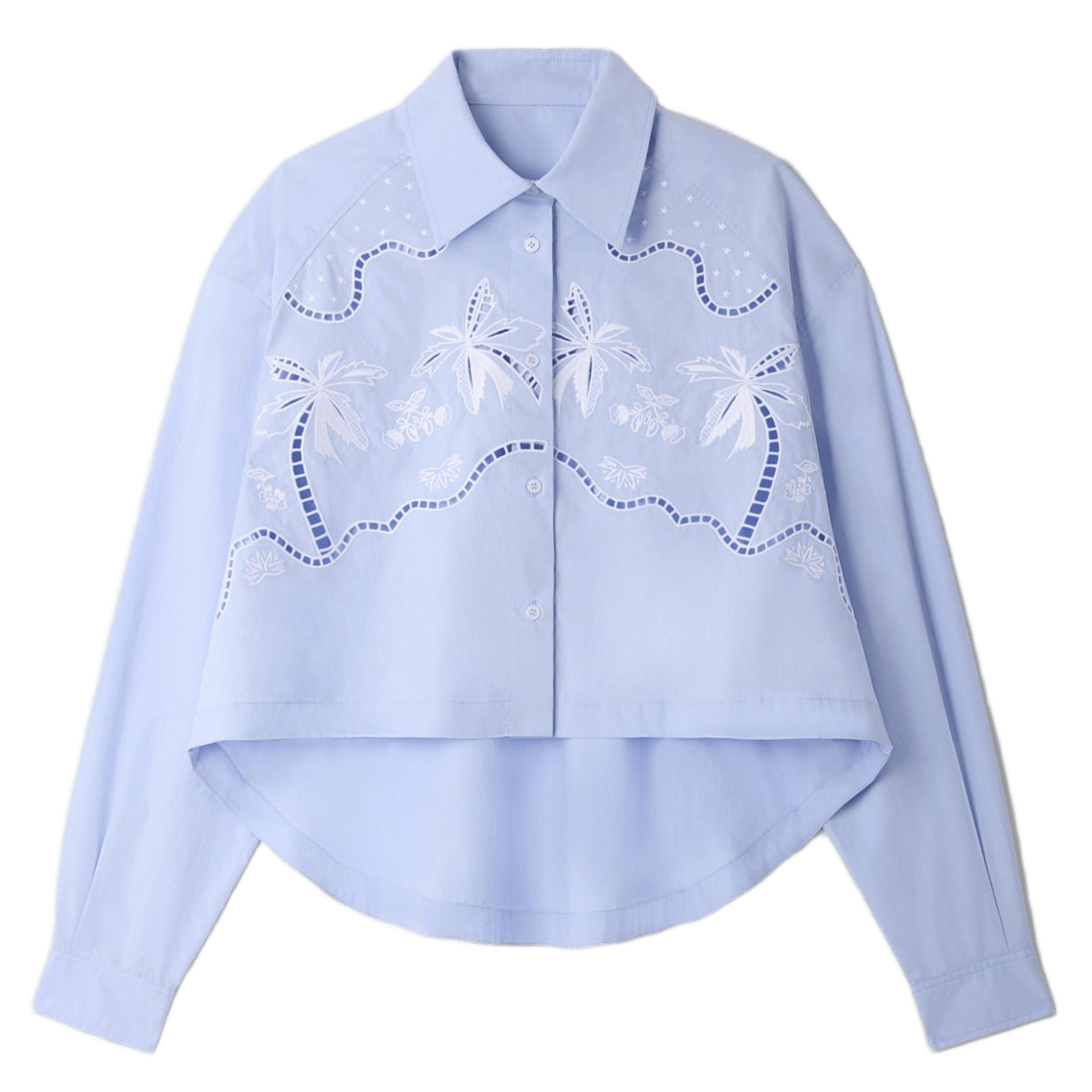 Chemise courte boutonnée à broderie SANDRO Bleu