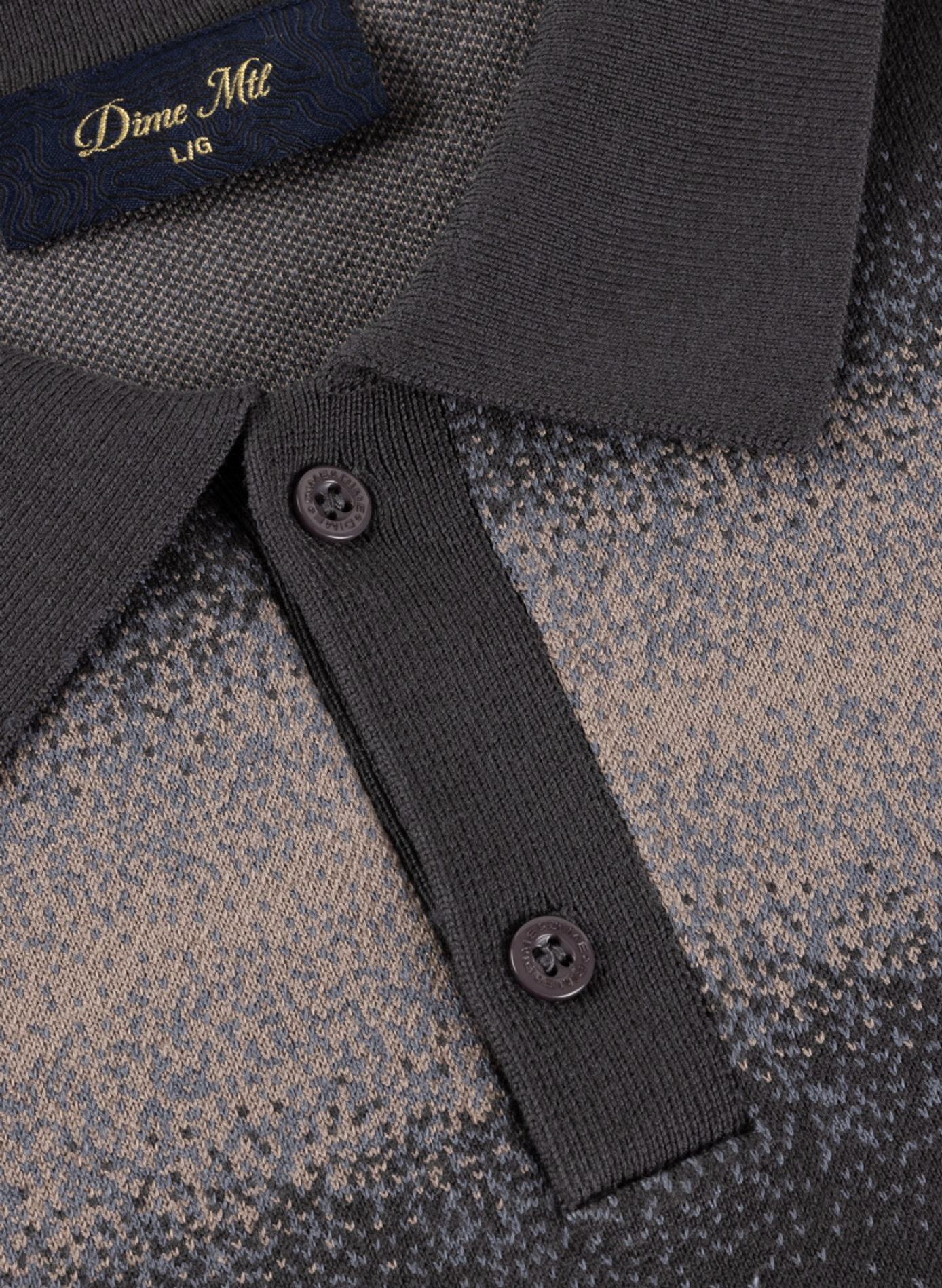 Pull rayé à col polo en coton mélangé DIME Grey