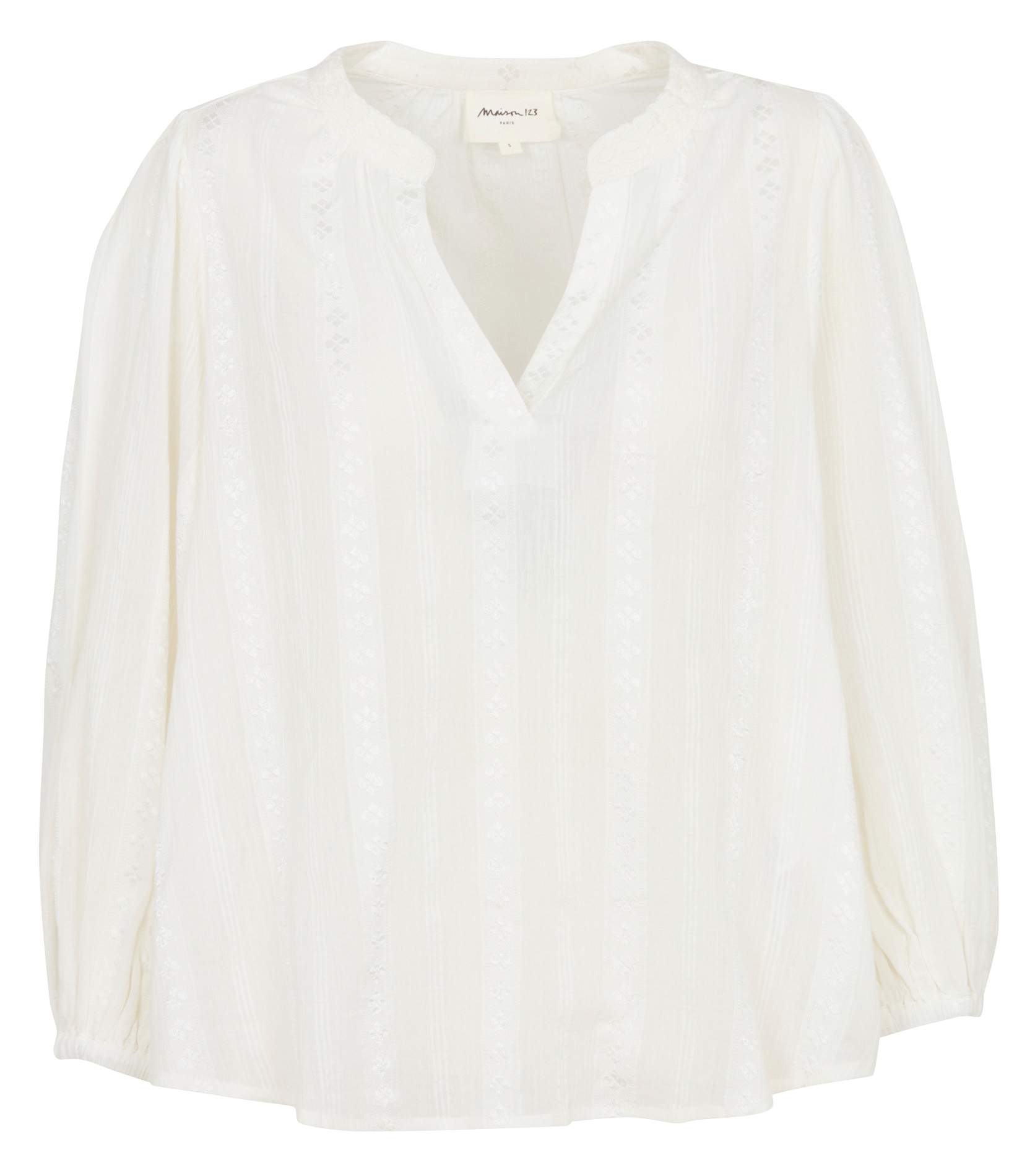 Blouse brodée col tunisien darnelle | Blanc MAISON 123 Femme
