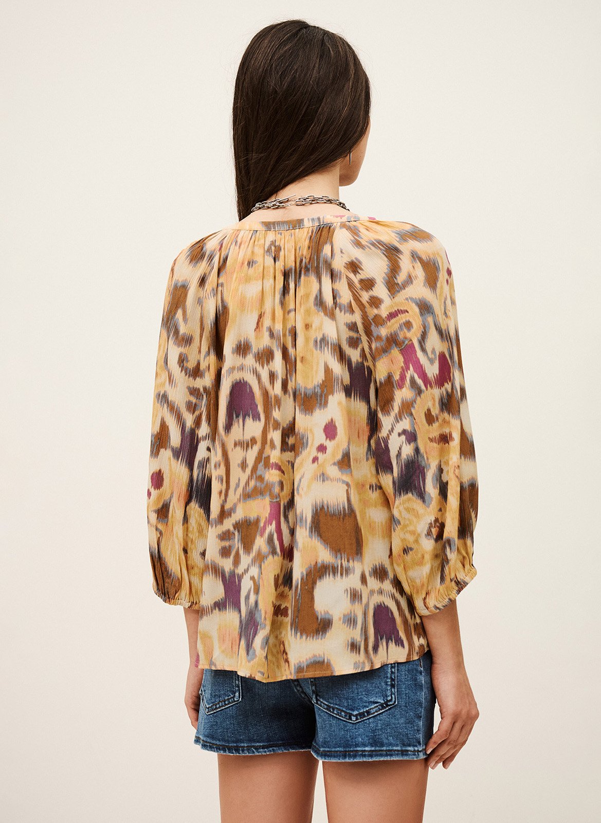 Blouse col rond imprimée maelle BA&SH Jaune