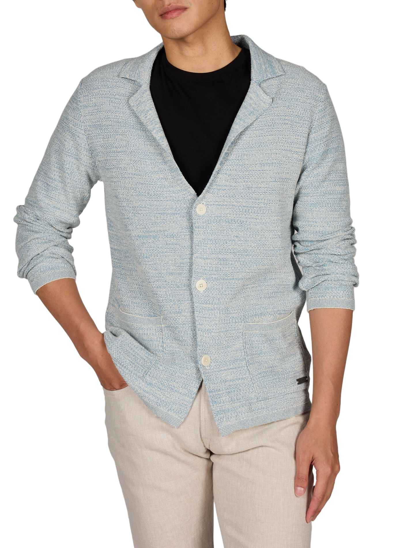 Cardigan col v en coton PIERRE CARDIN Bleu