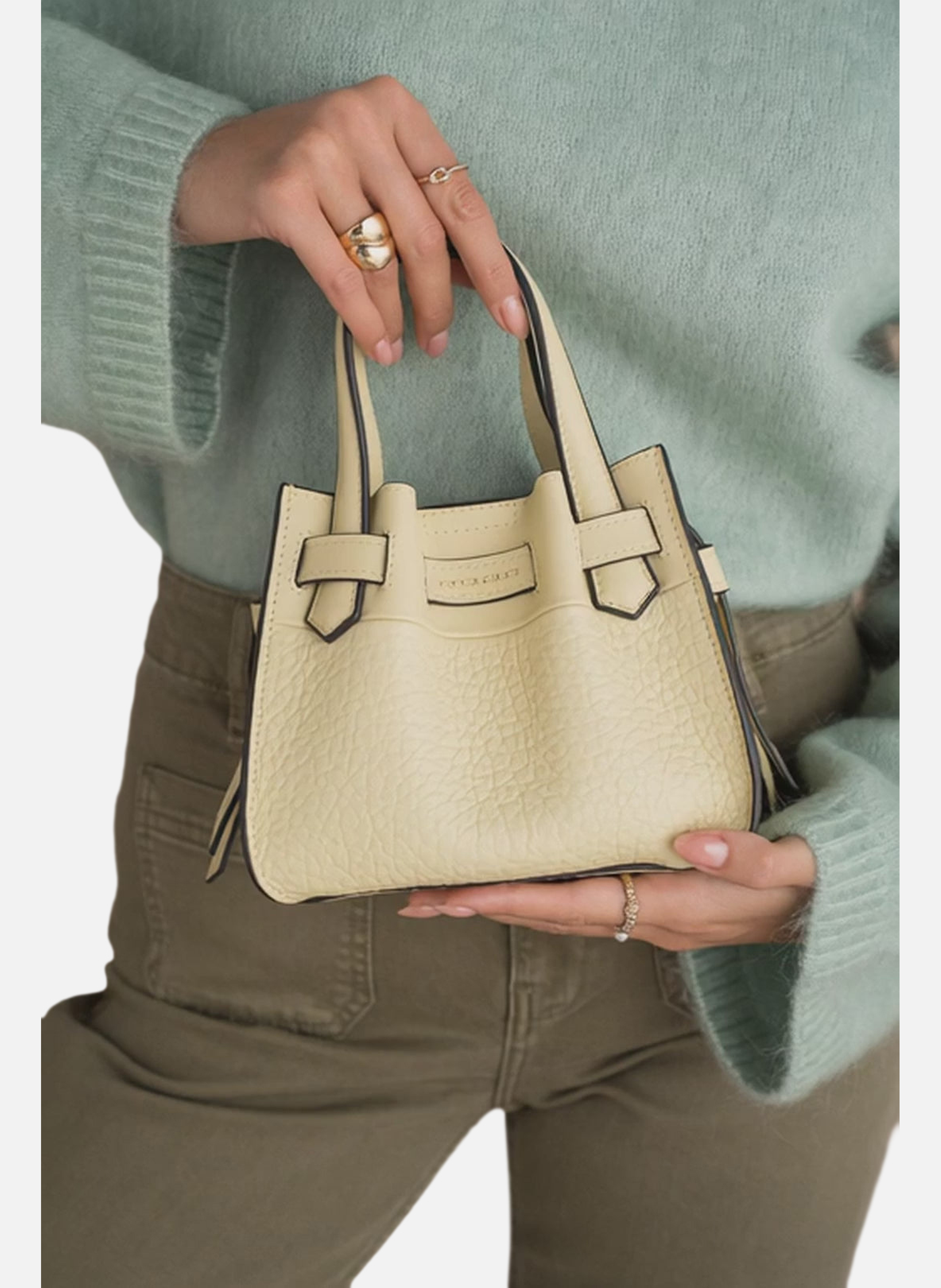 Blossom | sac à main nano en cuir de vachette POURCHET Gris