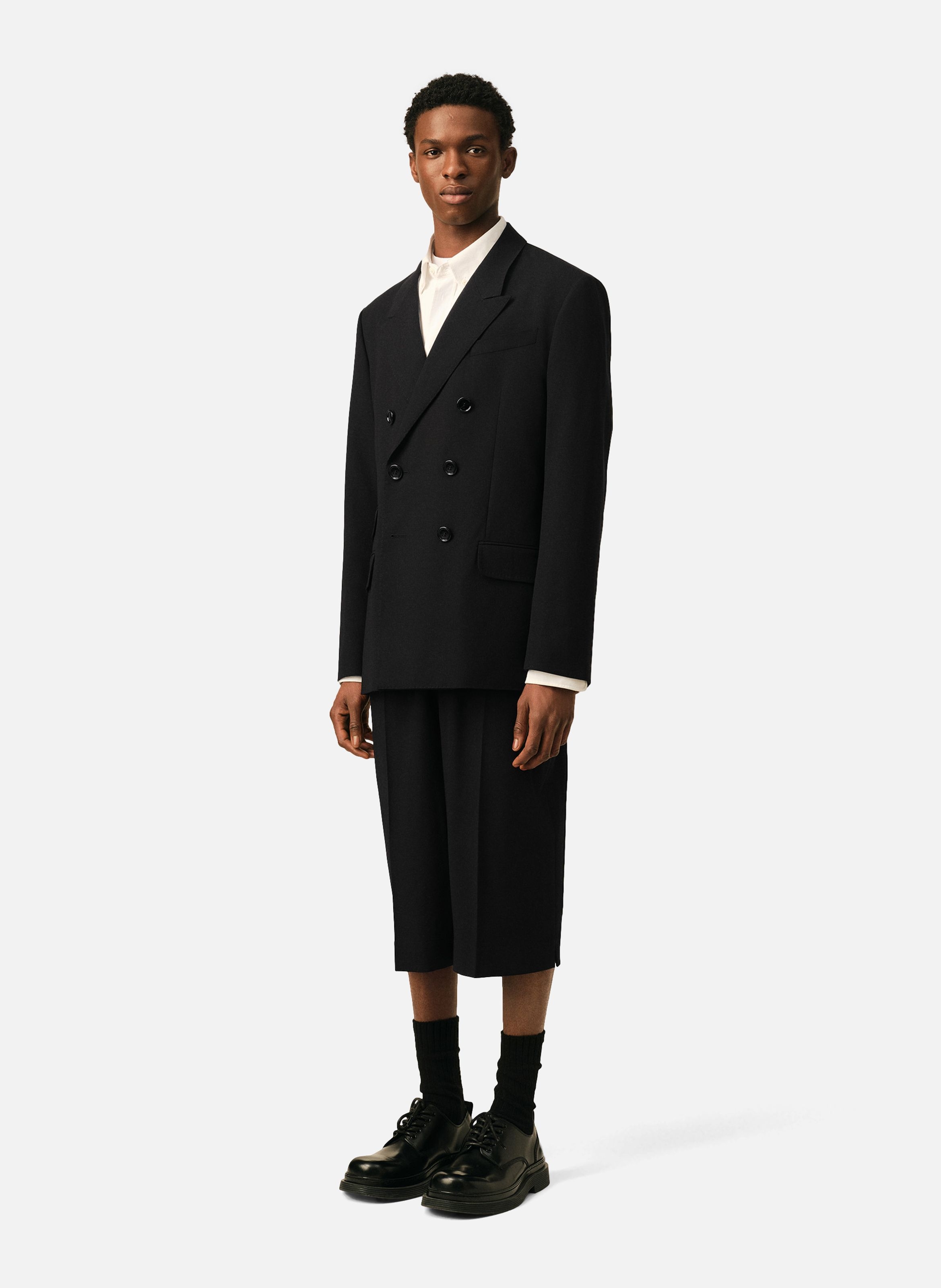 Veste droite double boutonnage en laine AMI PARIS Noir