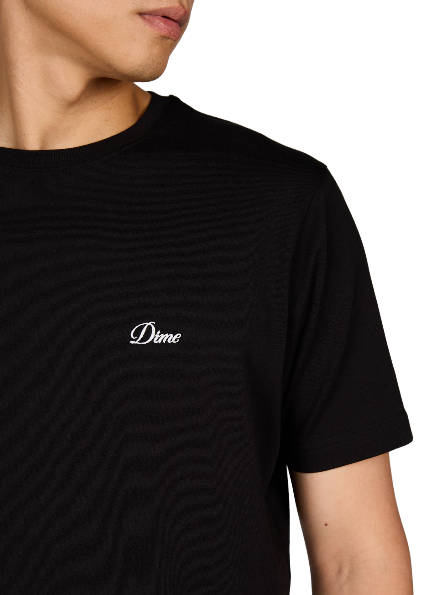 T-Shirt mit kurzen Ärmeln und Stickerei aus Baumwolle DIME Schwarz