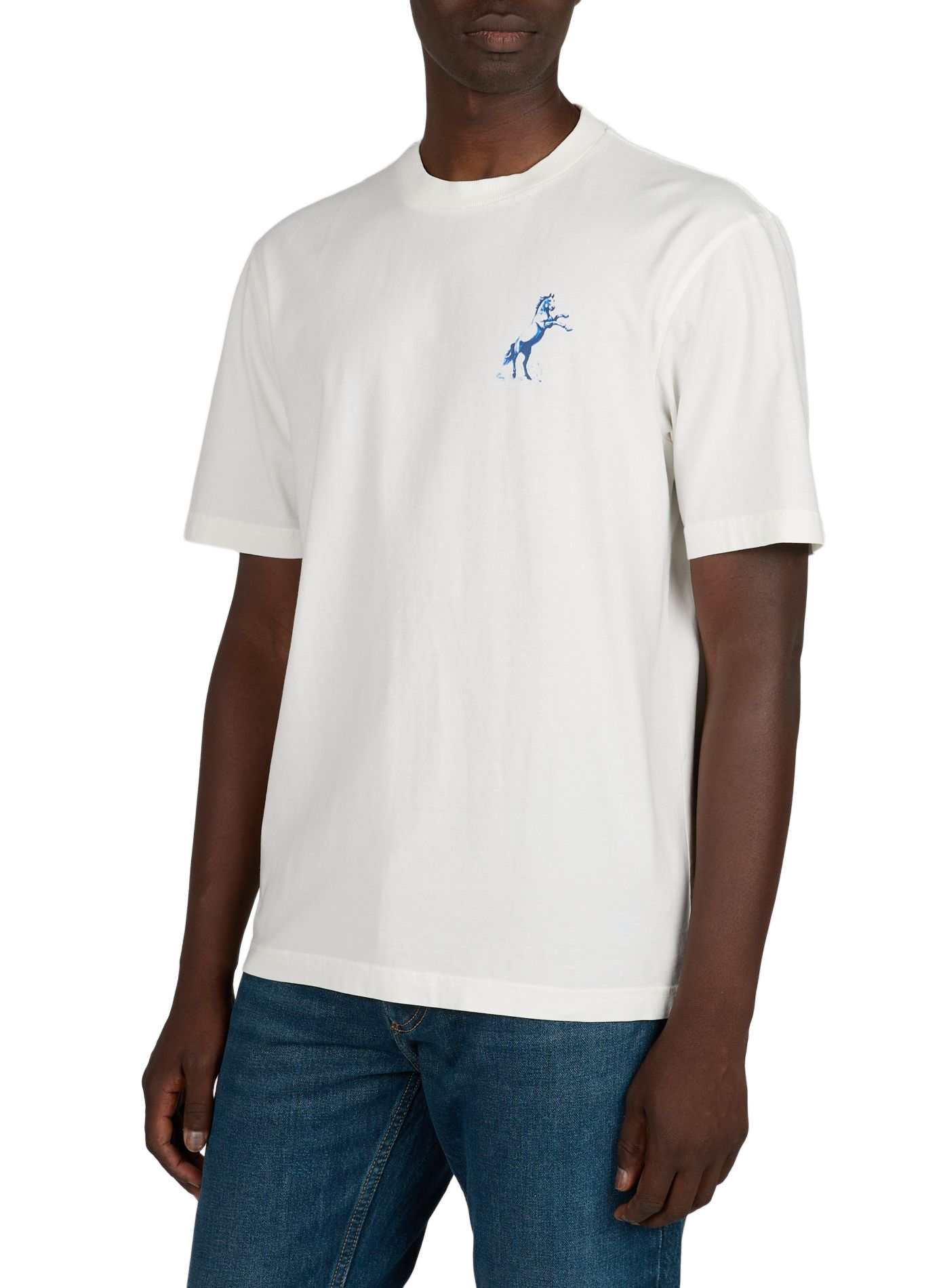 T-shirt à imprimé animal et logo au dos en coton HUGO BLUE Blanc