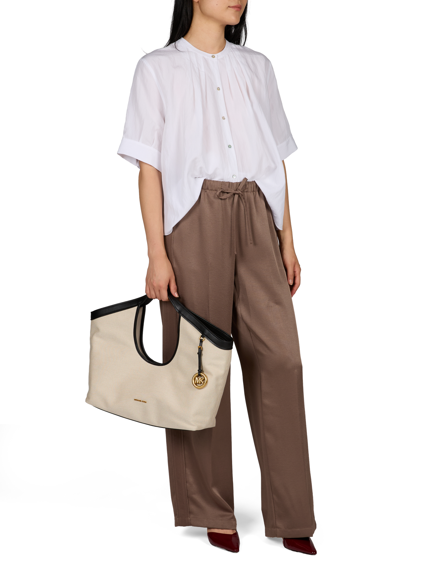 Haddie mixed cotton tote bag MICHAEL KORS Black