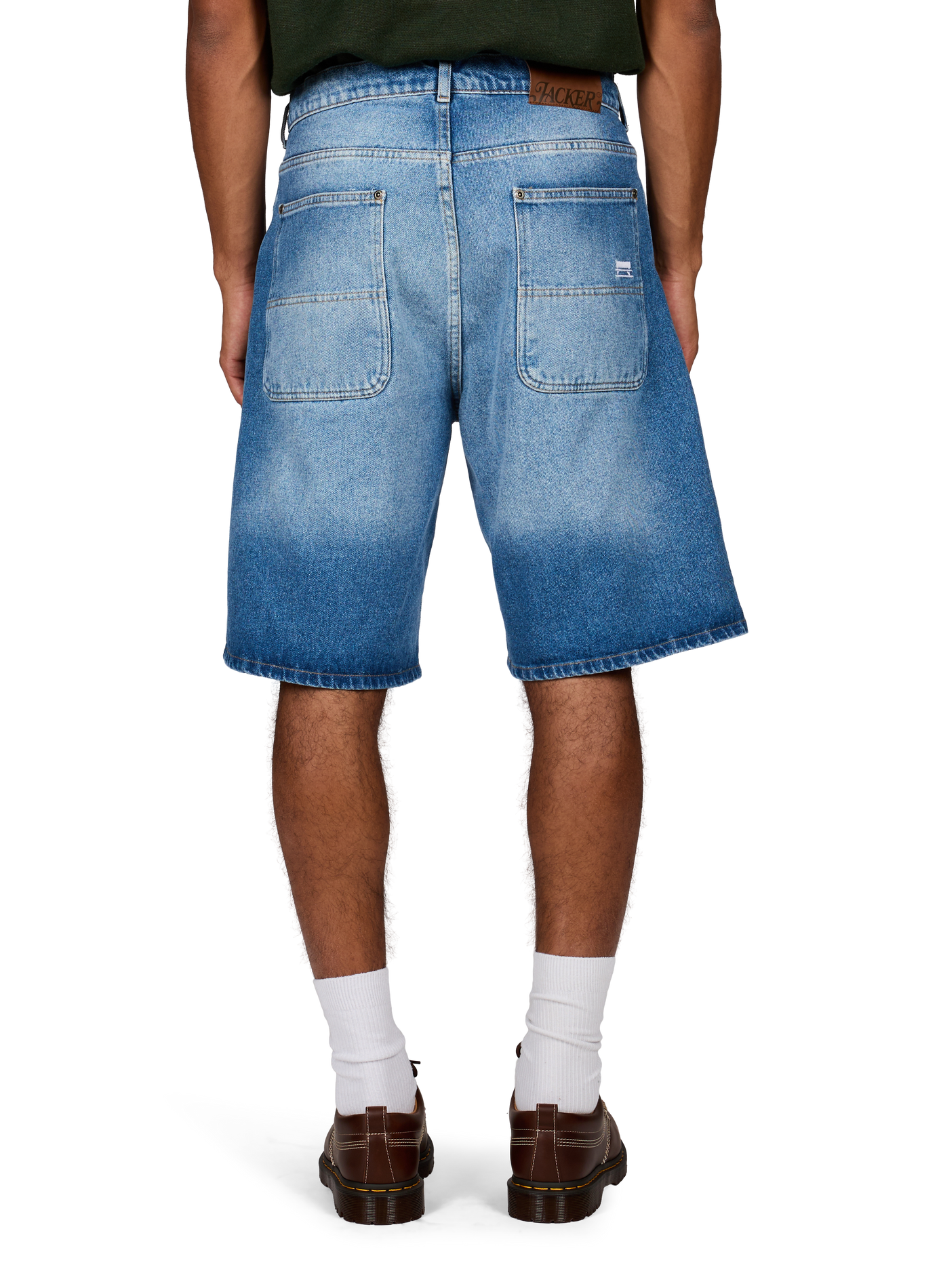 Bermuda à logo brodé en denim de coton JACKER. Bleu