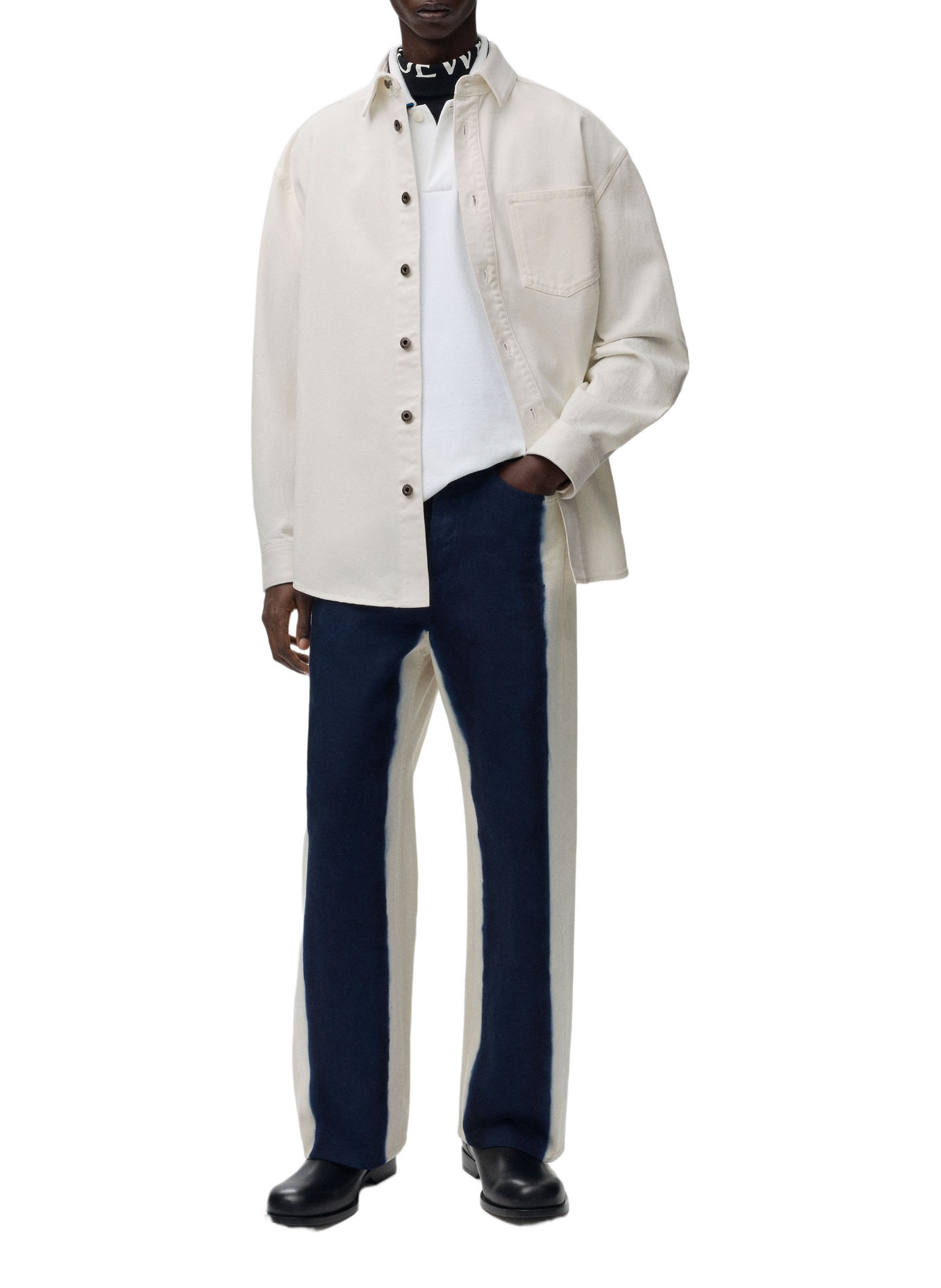 Anagram denim and cotton blend overshirt LOEWE White