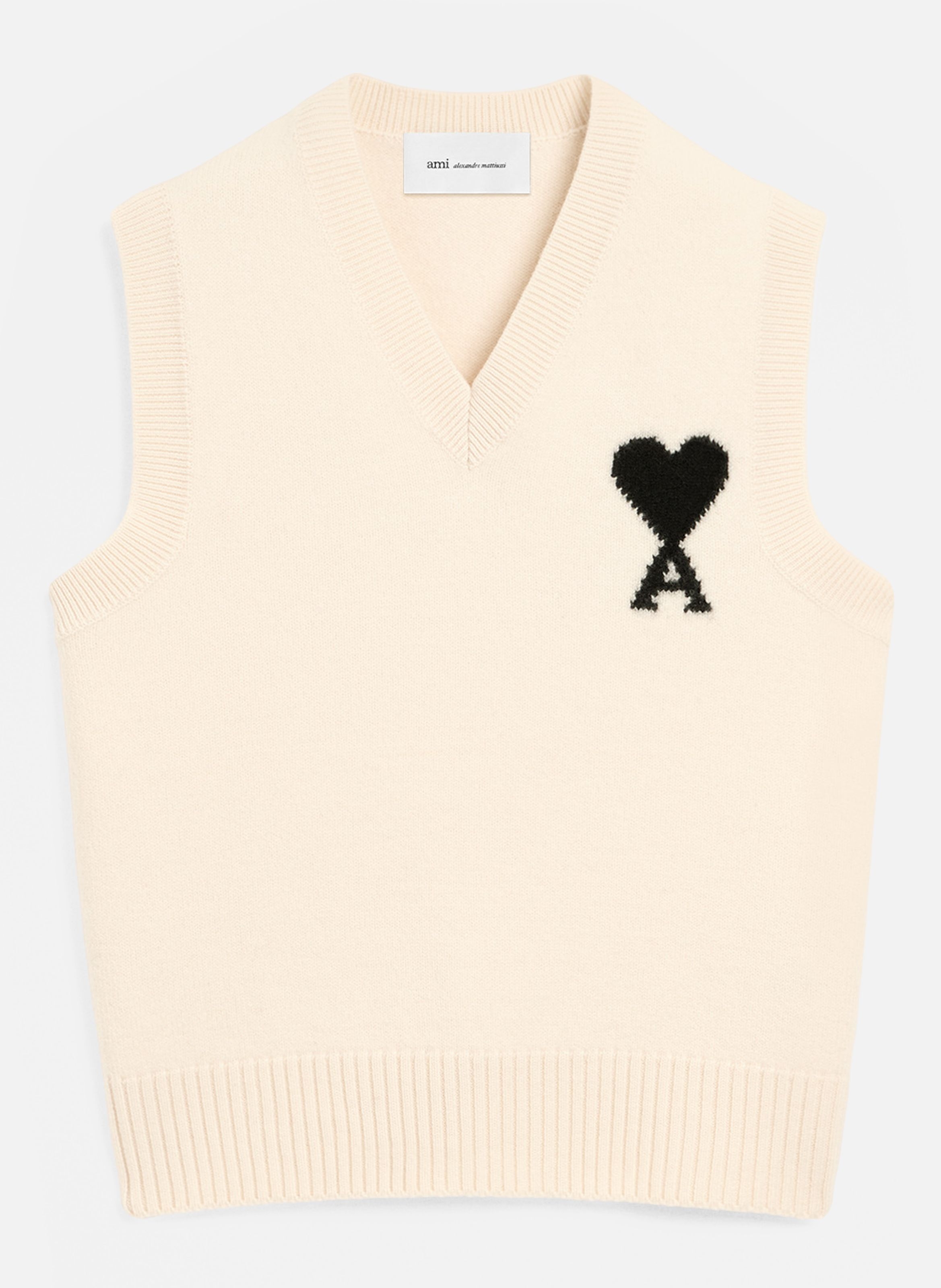 Pull unisexe en laine sans manches ami de coeur AMI PARIS Blanc