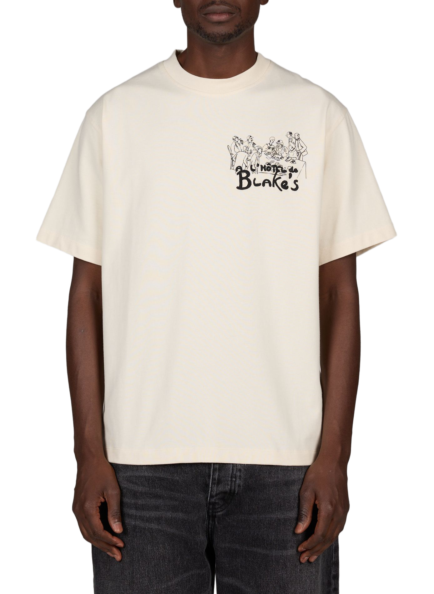 Embroidered cotton T-shirt ONLY THE BLIND Beige