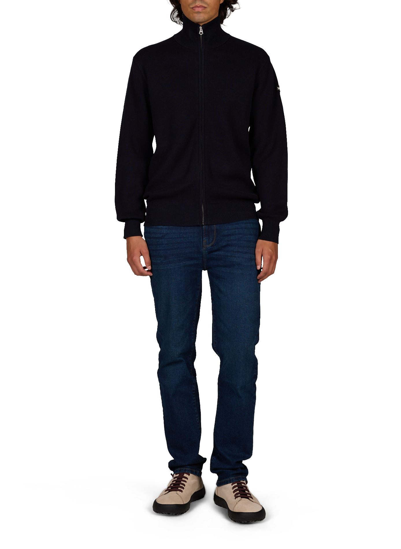 Gilet droit en maille de coton SCHOTT Bleu