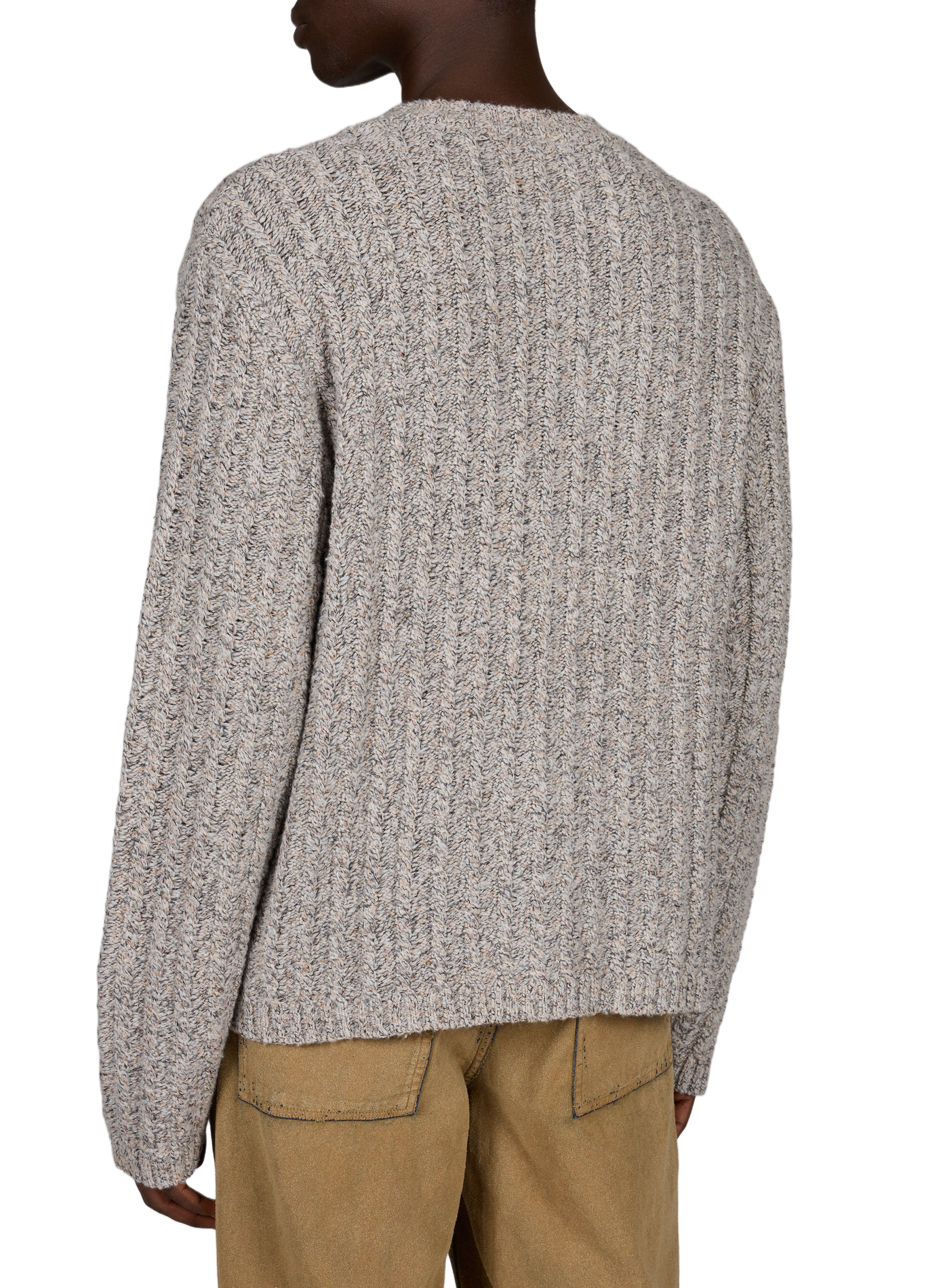 Straight-fit heathered V-neck sweater | Grey WON HUNDRED Men