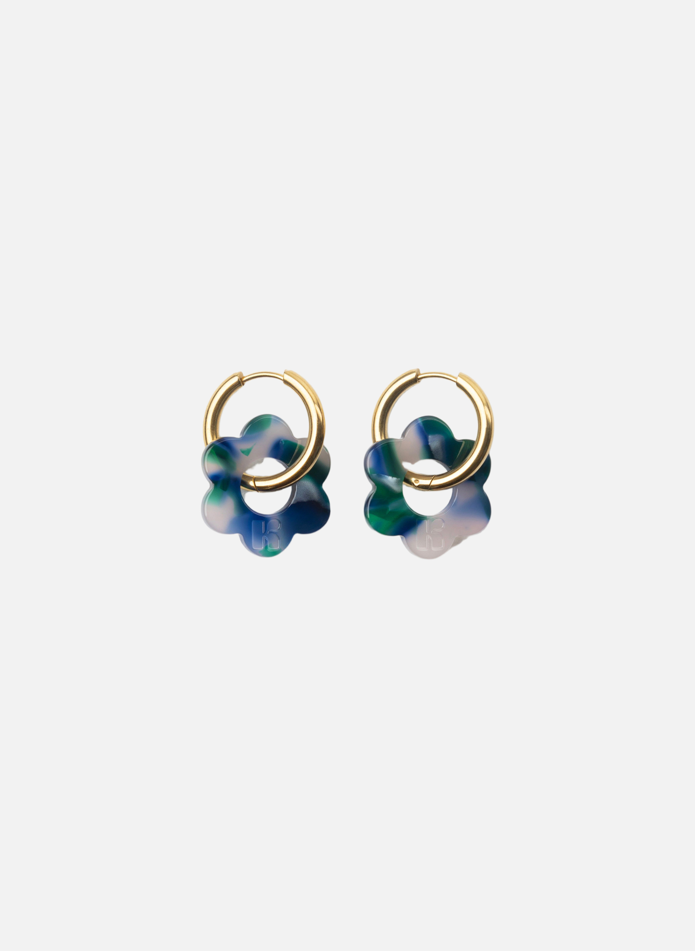 Boucles d'oreilles Baby Fleurette avec anneaux en acier inoxydable doré  Verde