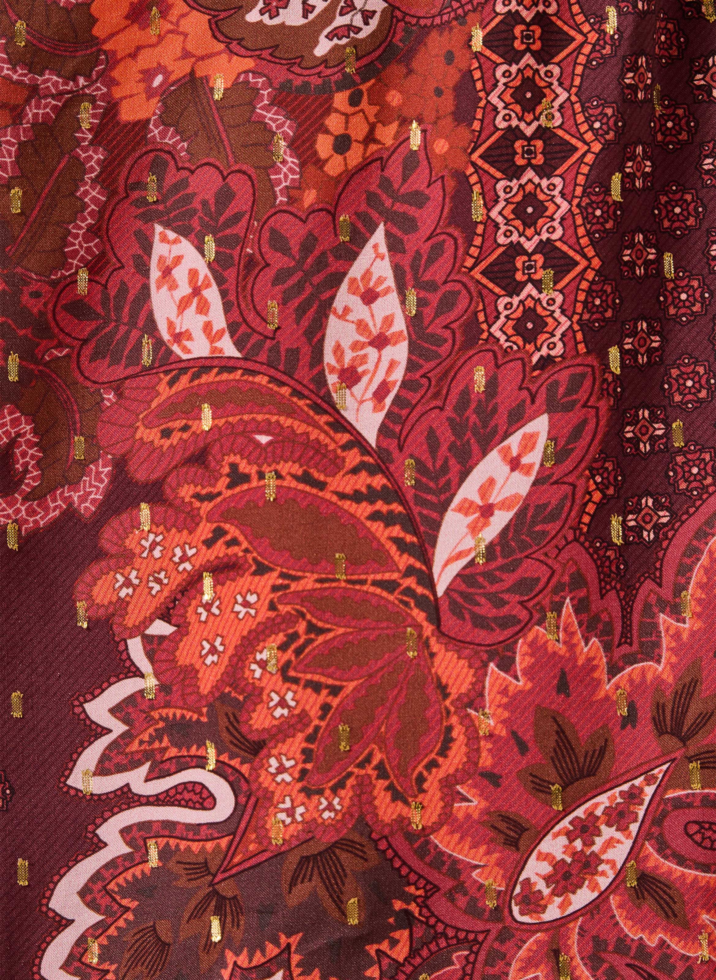 Geprinte blouse met Tunesische hals LA FEE MARABOUTEE Rood