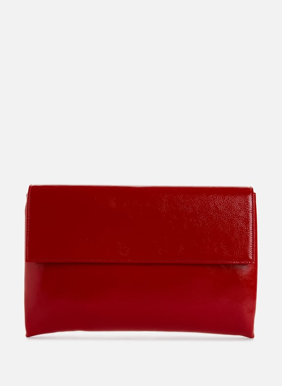Pochette en cuir verni Rouge by SAISON 1865 SAISON 1865 Pochette en cuir verni Rouge