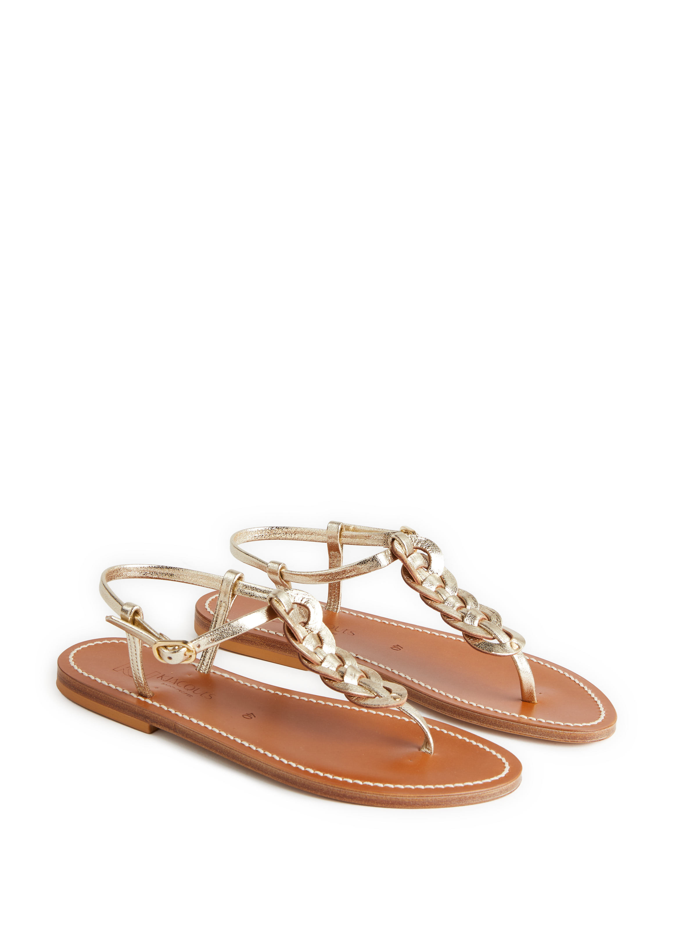 Sandales plates métallisées K. JACQUES Doré