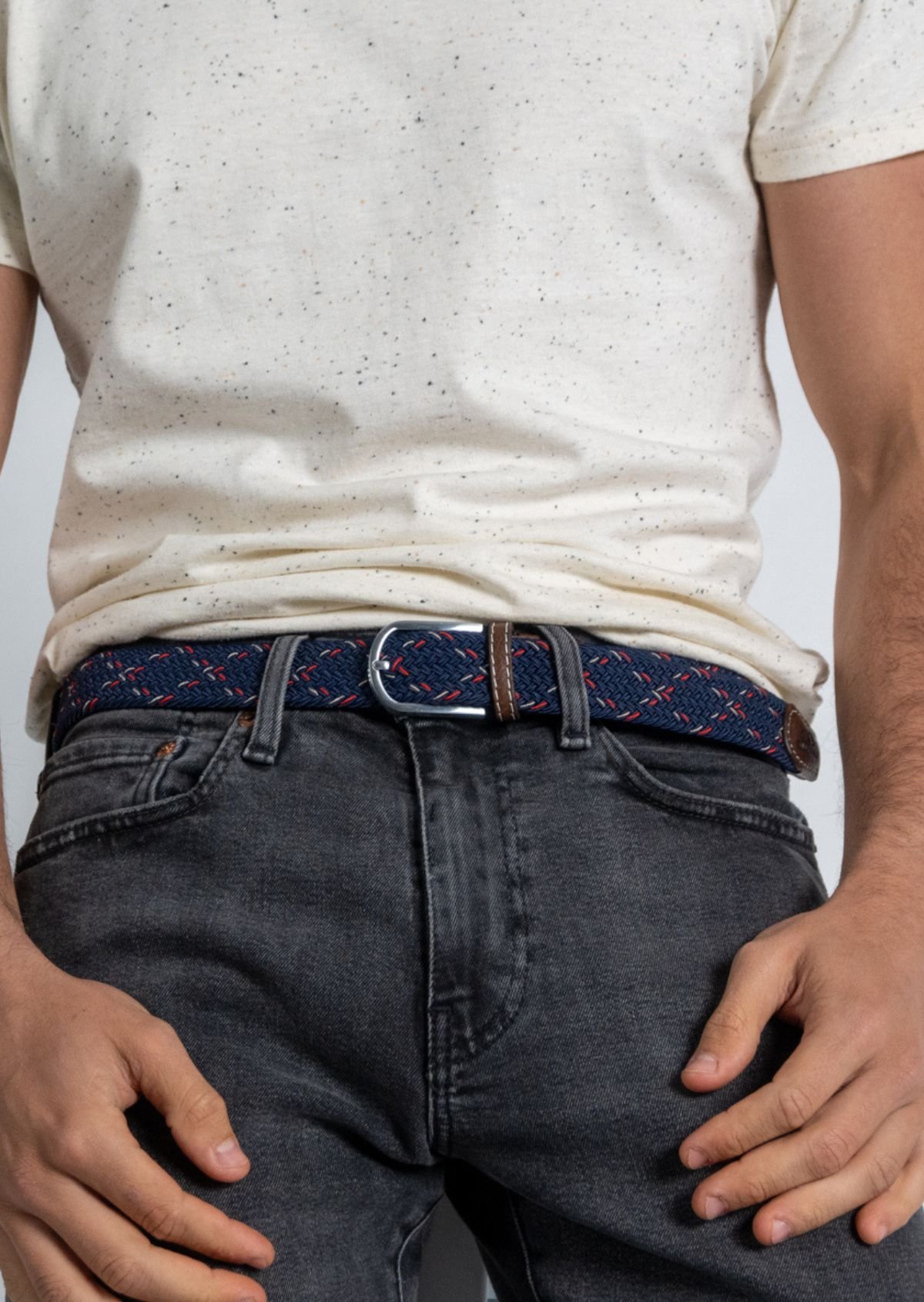 Ceinture tressée élastique multicolore BILLYBELT Bleu